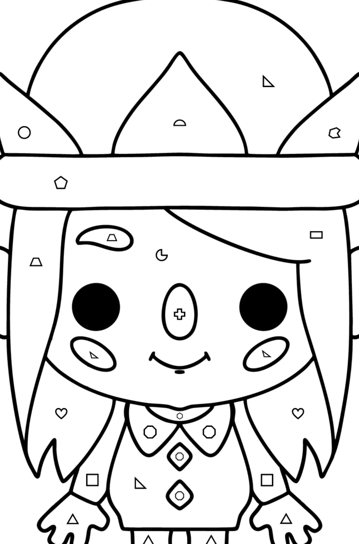 Colouring page Baby tocaboca 01 - Coloring by Geometric Shapes for Kids