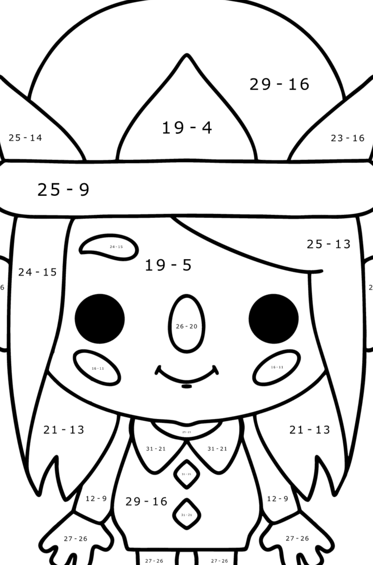 Colouring page Baby tocaboca 01 - Math Coloring - Subtraction for Kids