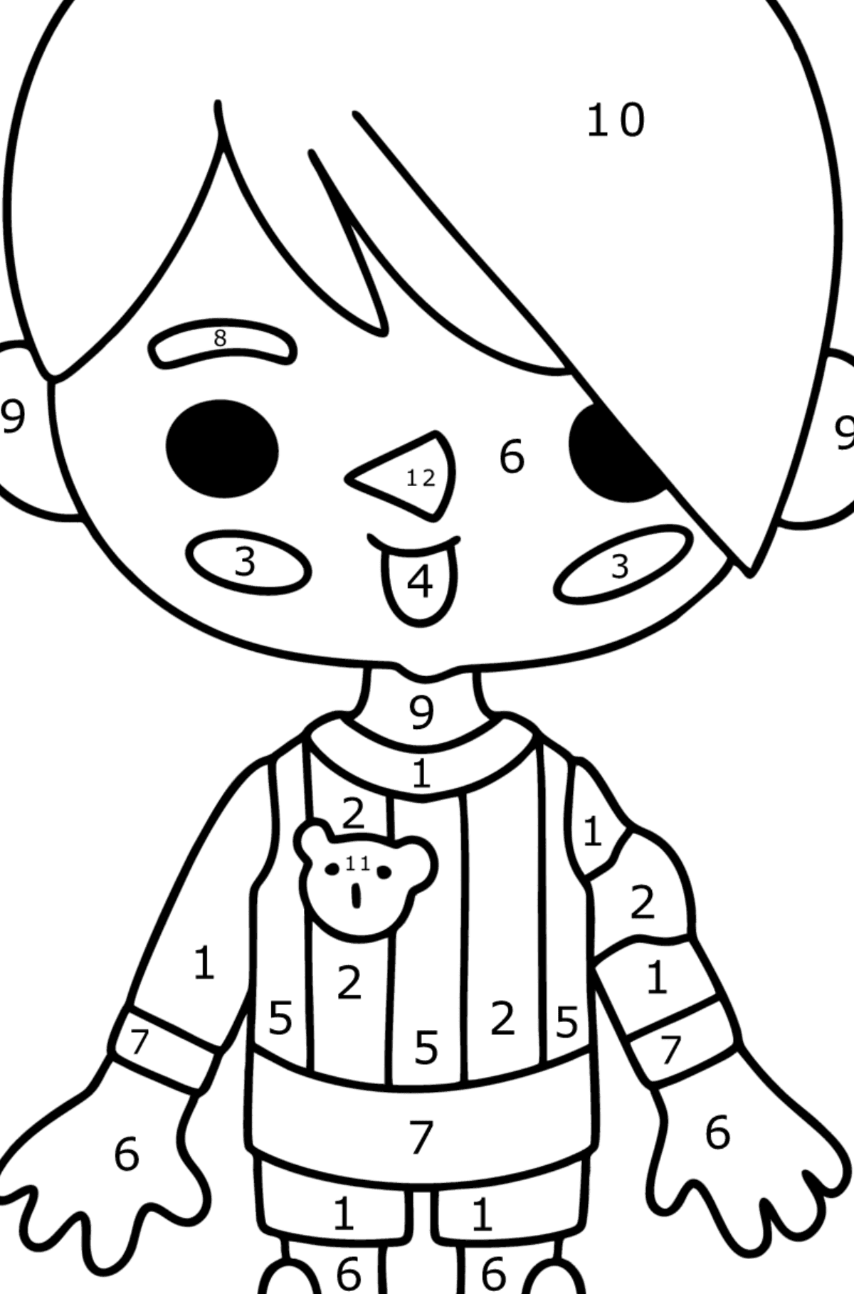 Coloring page Boy tocaboca 05 - Coloring by Numbers for Kids