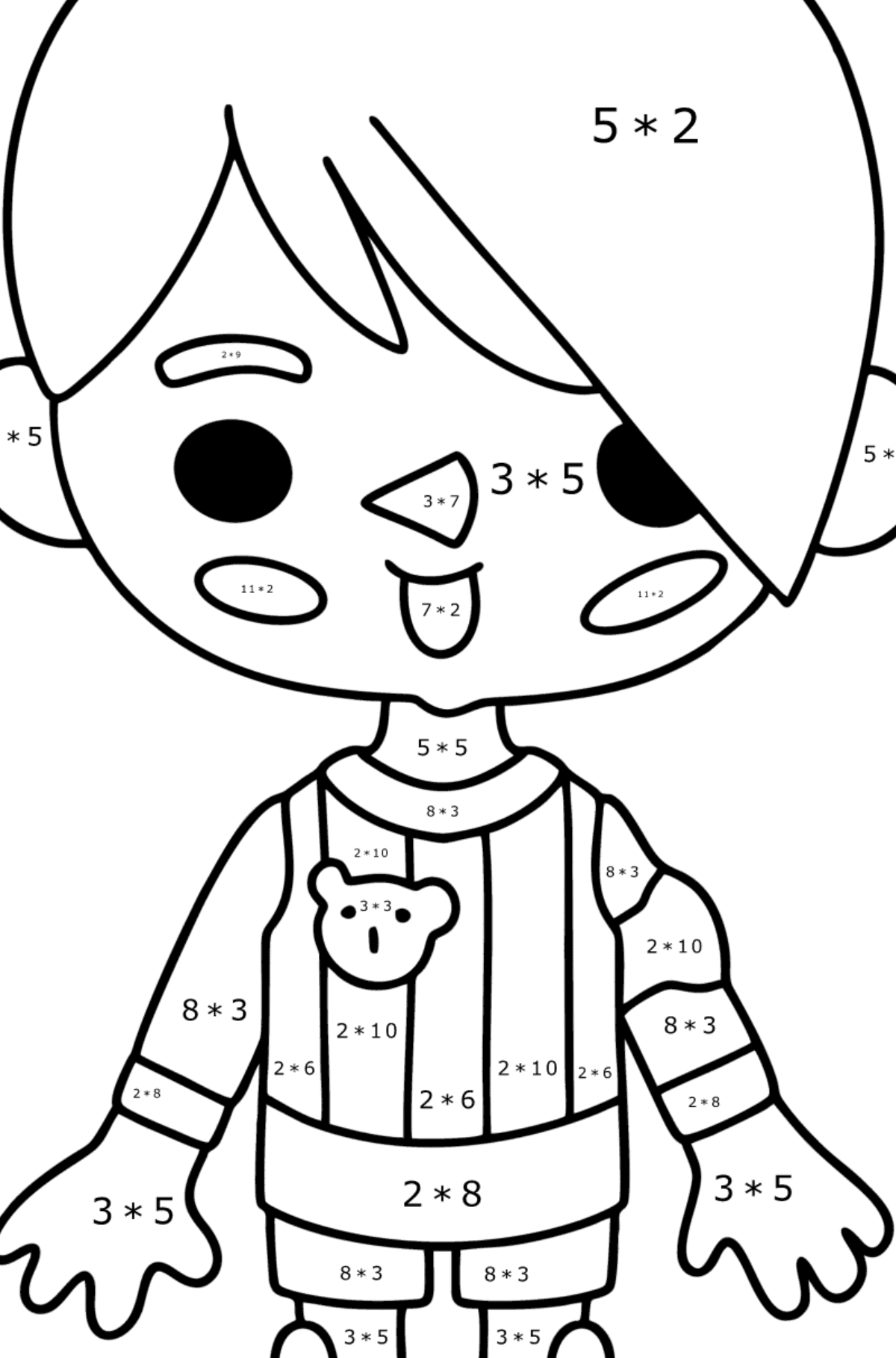 Coloring page Boy tocaboca 05 - Math Coloring - Multiplication for Kids