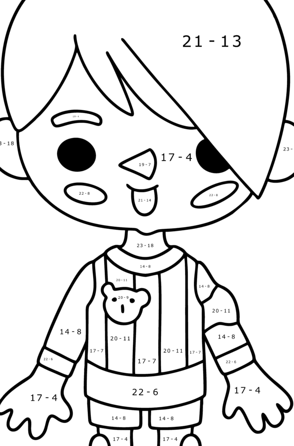 Coloring page Boy tocaboca 05 - Math Coloring - Subtraction for Kids