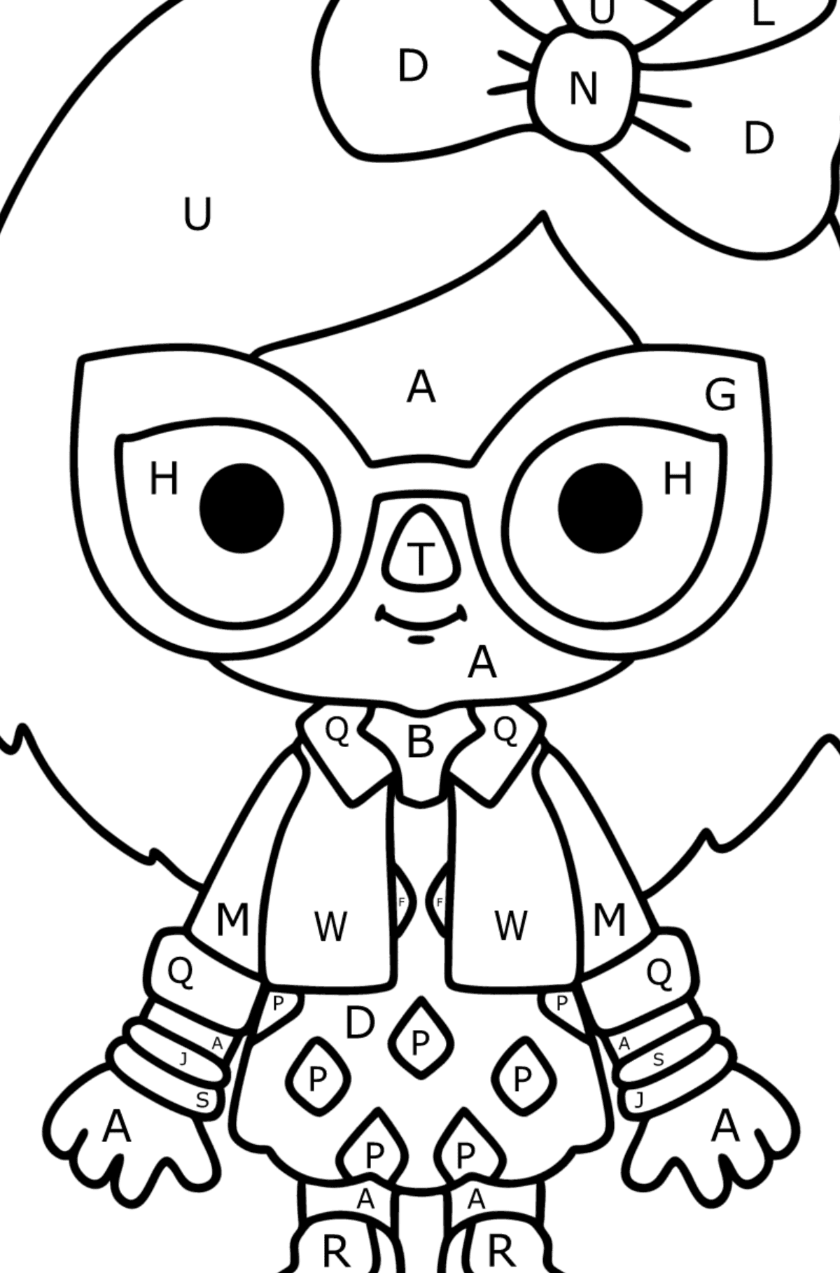 Colouring page Girl tocaboca 01 - Coloring by Letters for Kids