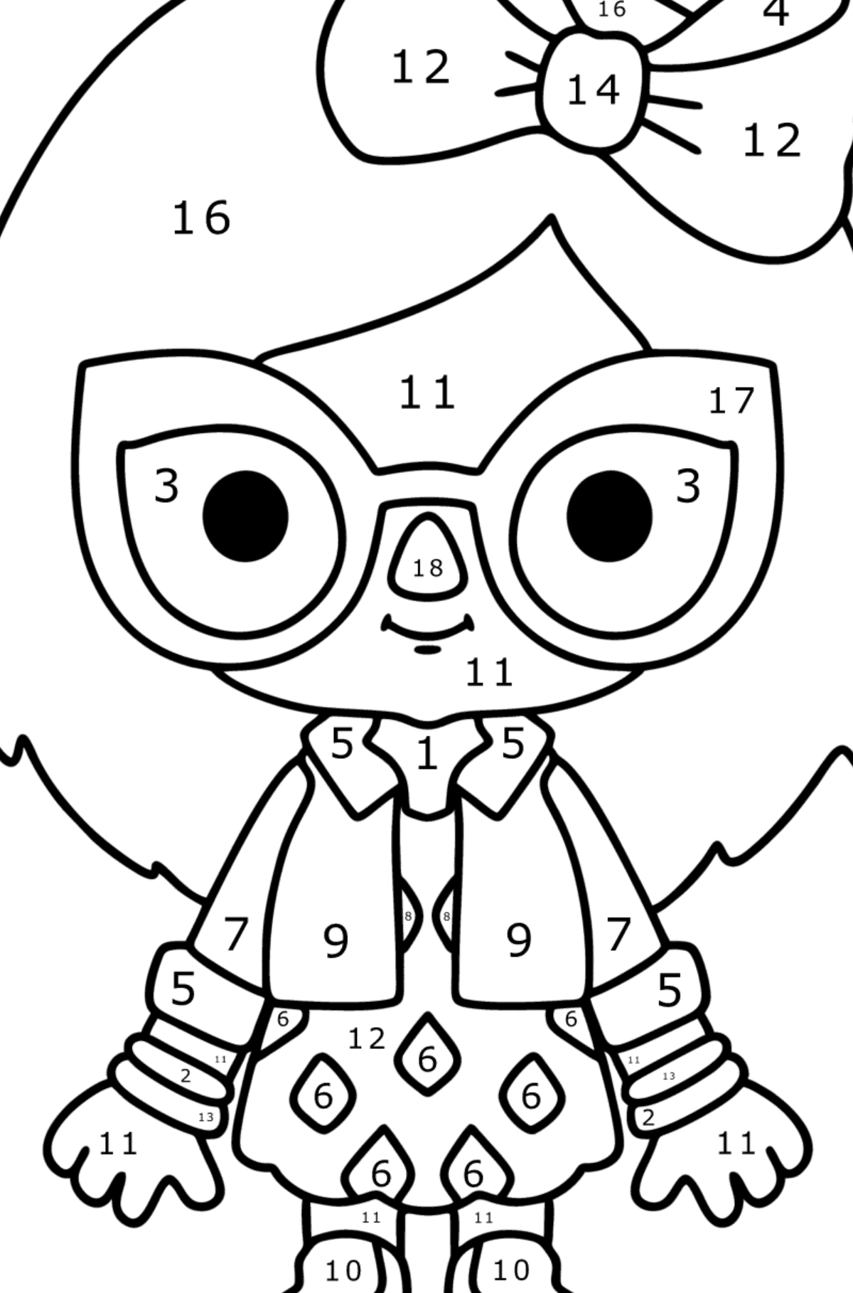 Colouring page Girl tocaboca 01 - Coloring by Numbers for Kids