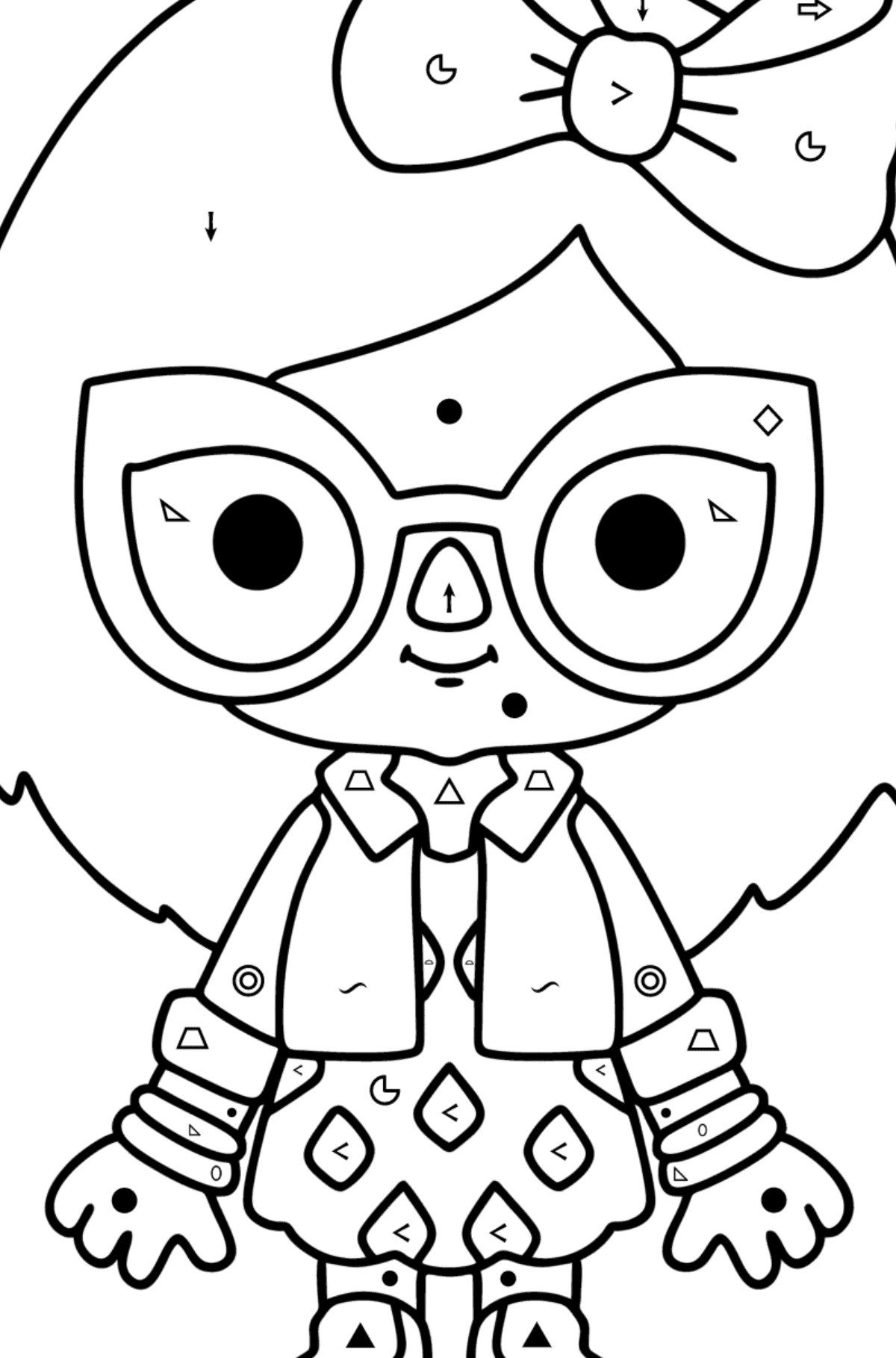 Colouring page Girl tocaboca 01 - Coloring by Symbols and Geometric Shapes for Kids