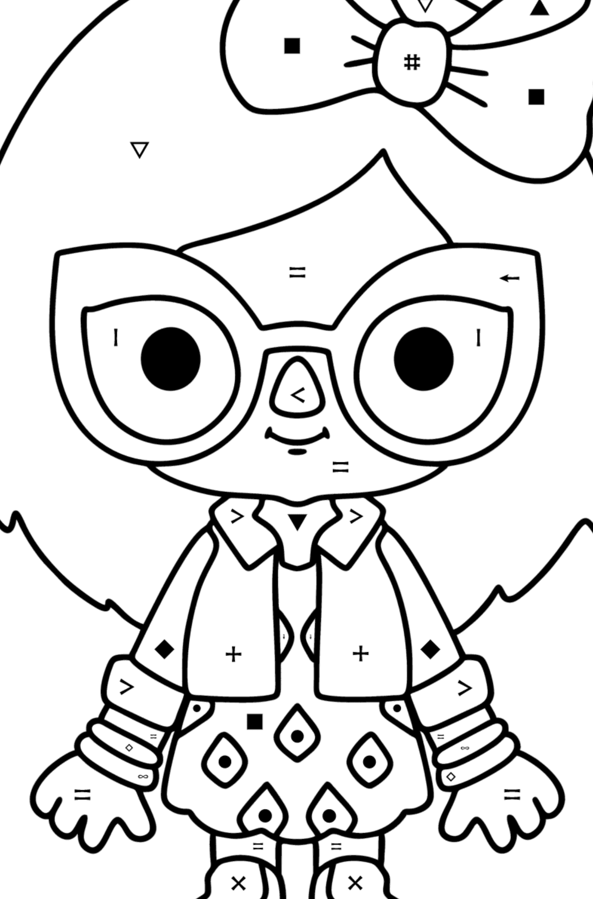 Colouring page Girl tocaboca 01 - Coloring by Symbols for Kids