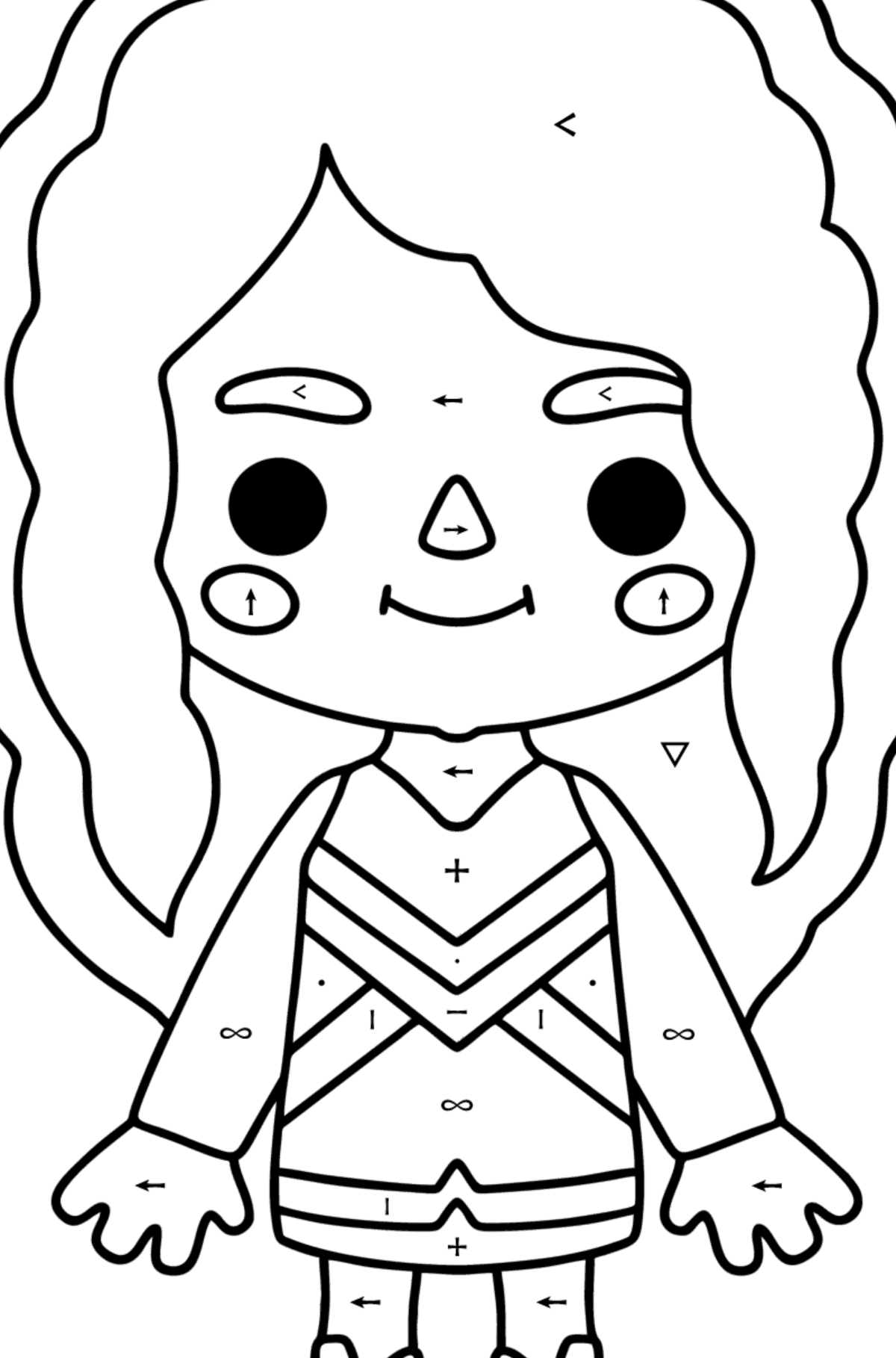 Coloring page Girl tocaboca 03 - Coloring by Symbols for Kids