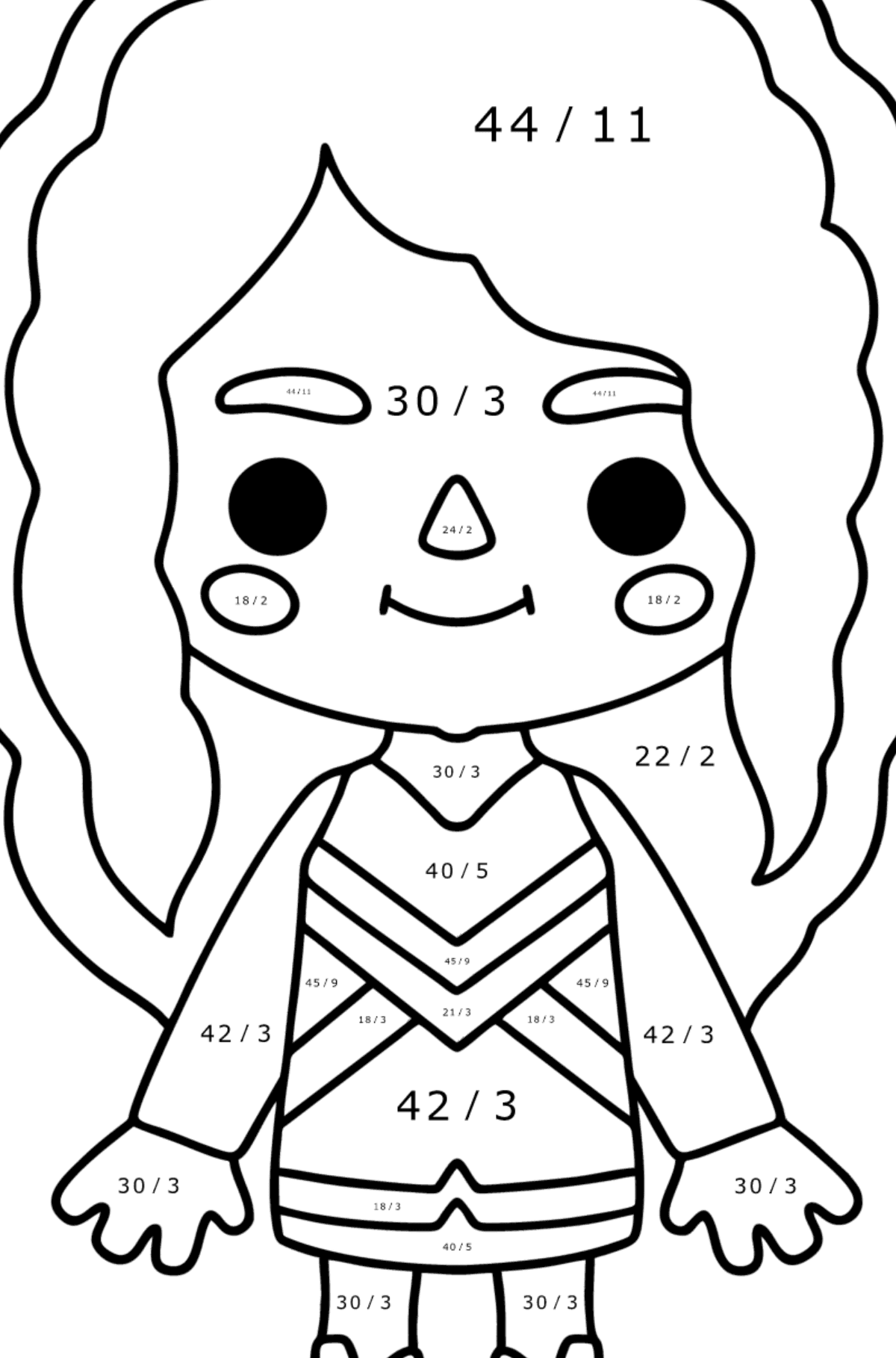 Coloring page Girl tocaboca 03 - Math Coloring - Division for Kids