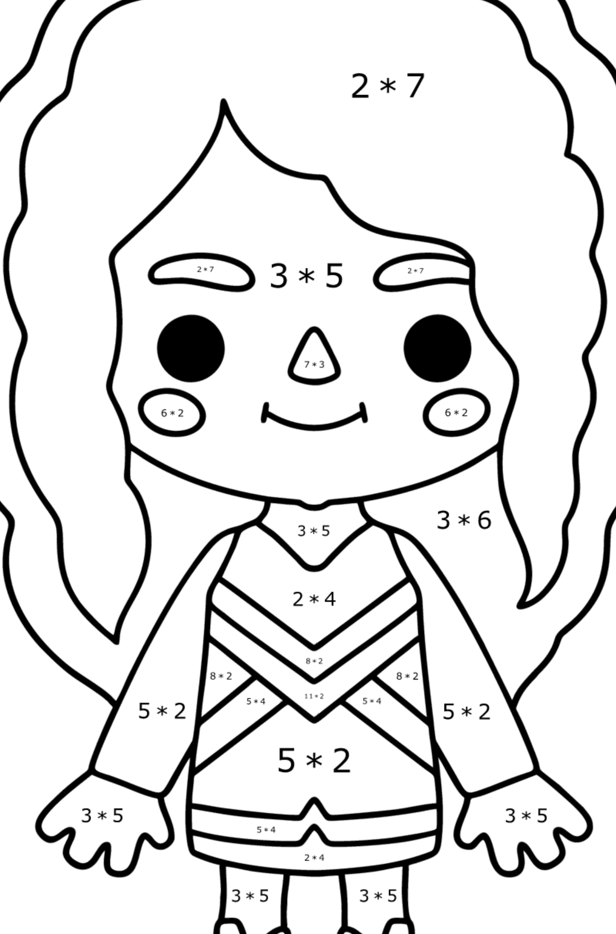 Coloring page Girl tocaboca 03 - Math Coloring - Multiplication for Kids