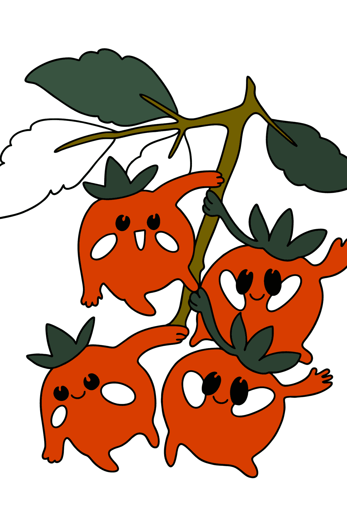 Boyama sayfası Çeri domatesler - Boyamalar çocuklar için