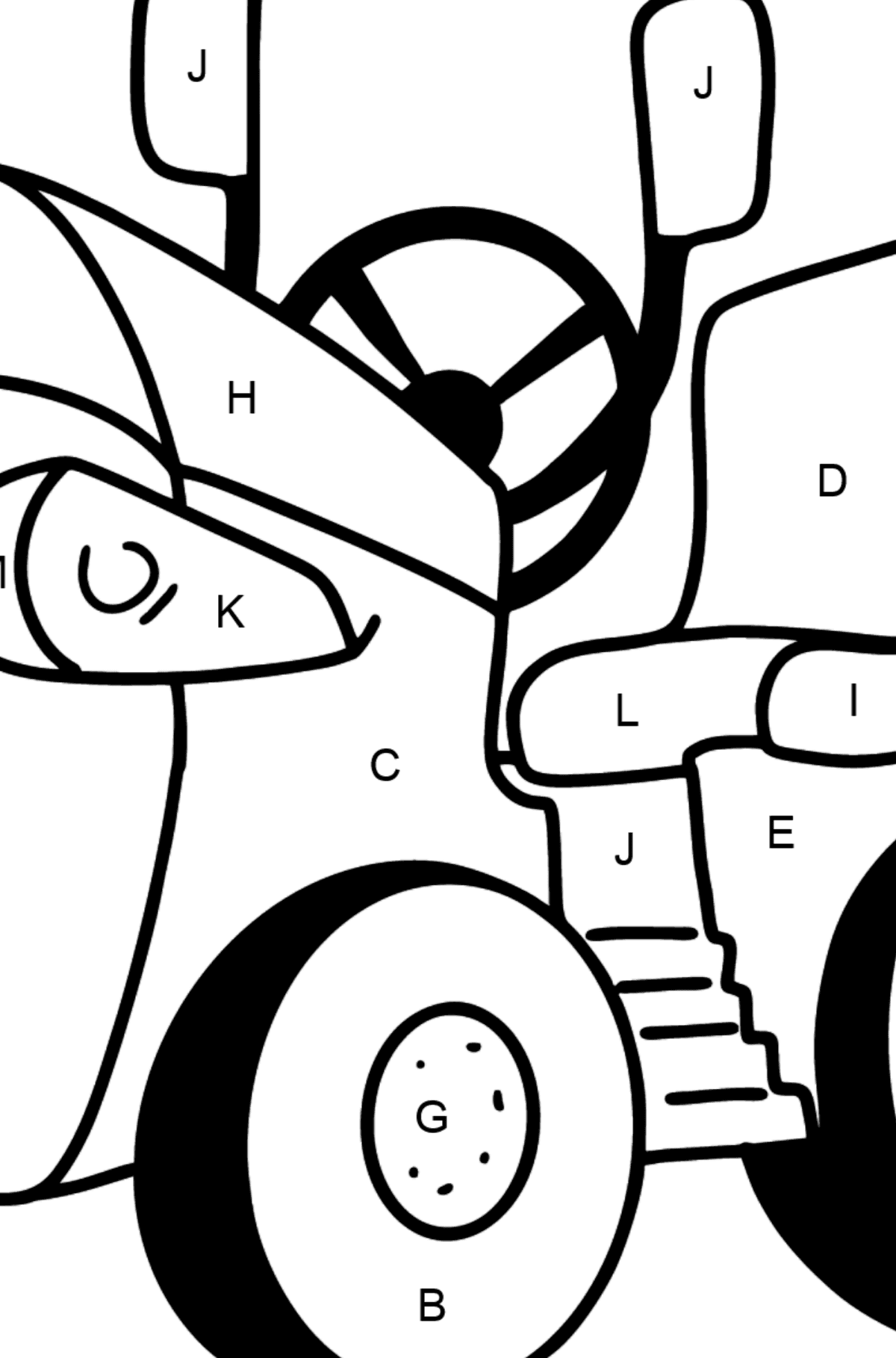 T-15 Mini Tractor Fighter coloring page - Coloring by Letters for Kids