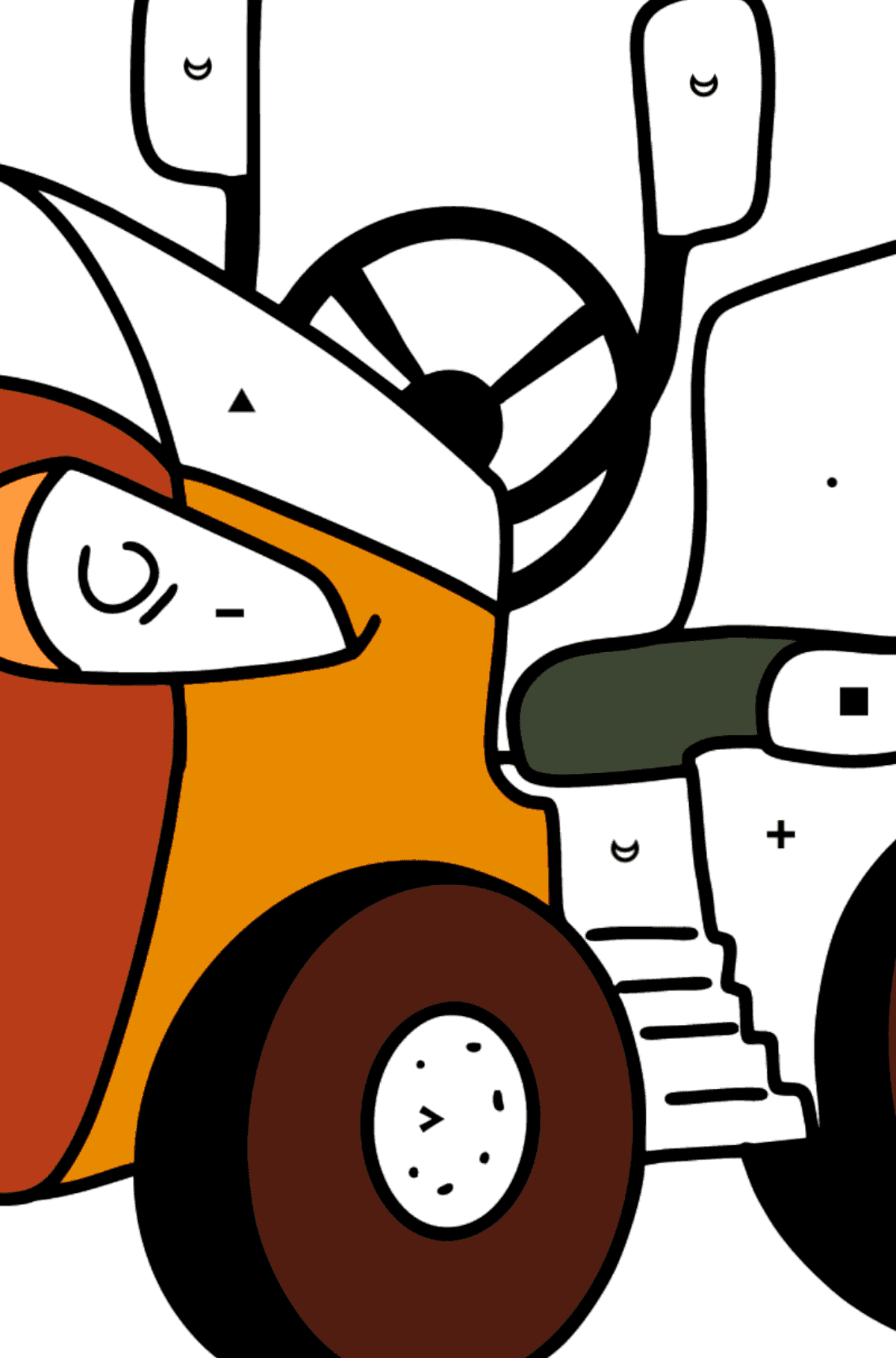 Kolorowanka Mini traktor - Kolorowanie według symboli dla dzieci