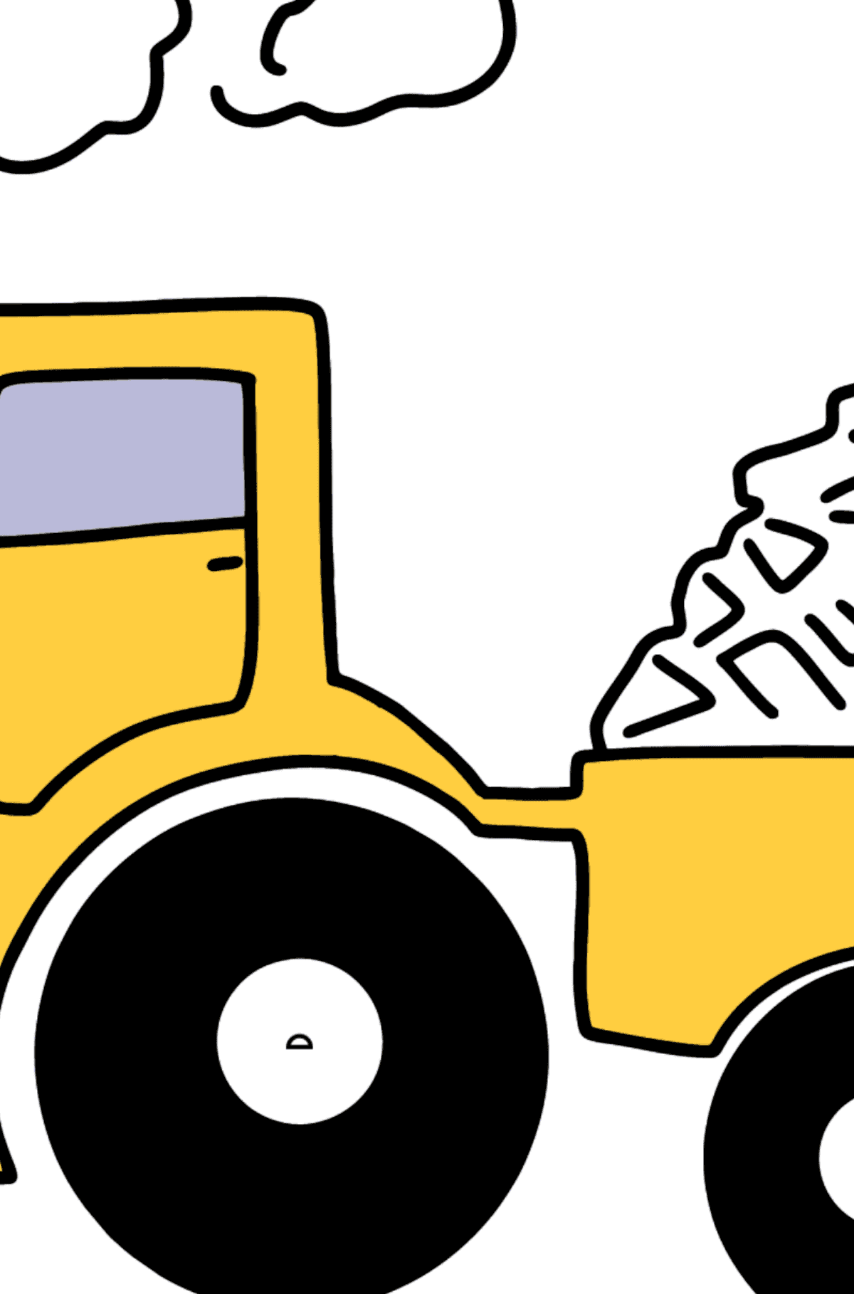Раскраска трактор с дровами - Картинка высокого качества для Детей