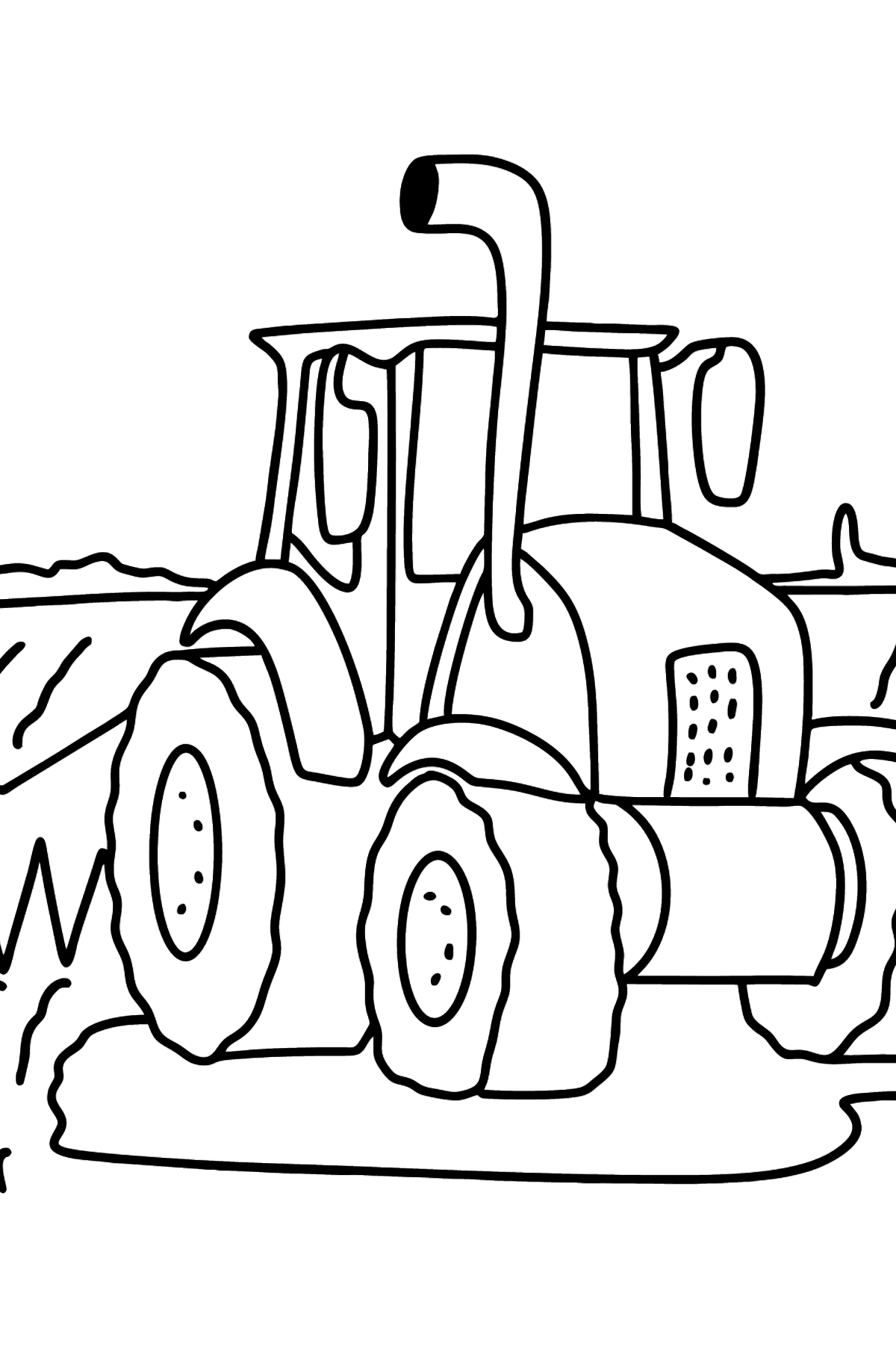 Раскраска трактор в поле - Картинки для Детей