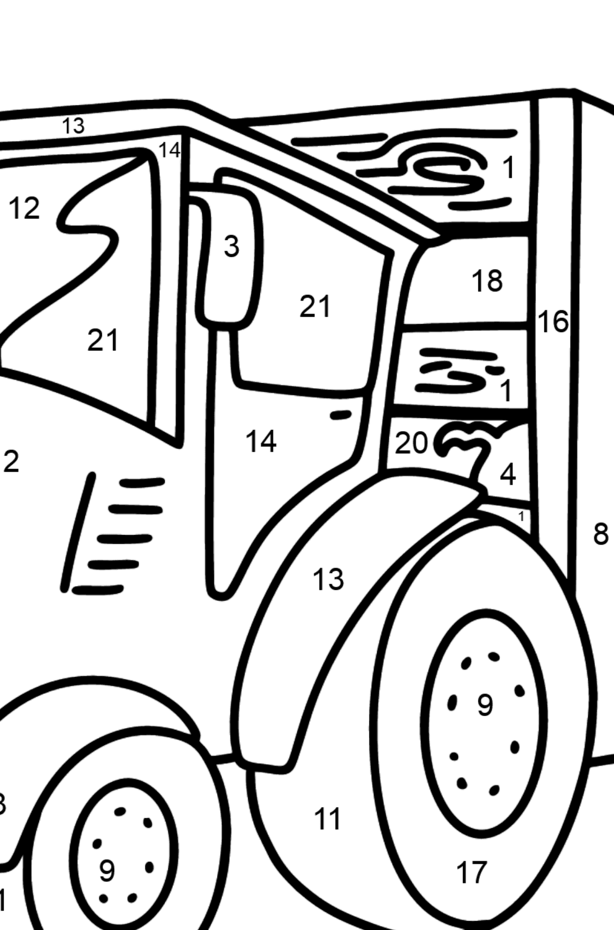 Desenho para colorir Tractor with Pig Trailer - Colorir por Números para Crianças