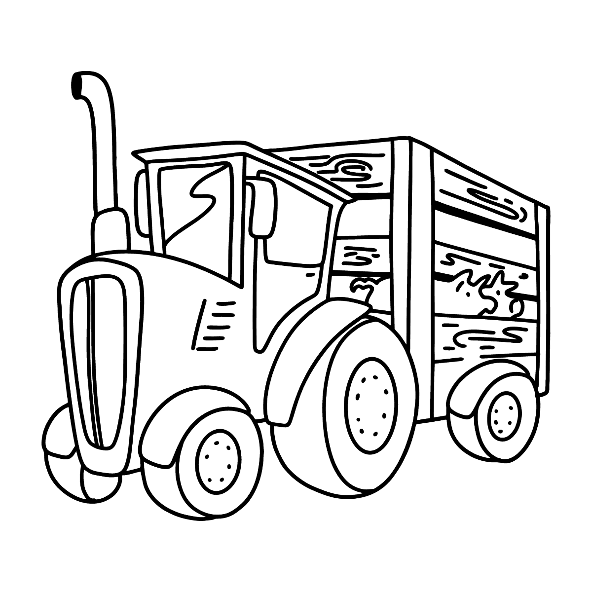 Раскраска трактора с прицепом