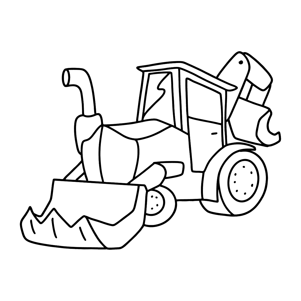 Раскраска трактор с 2 ковшами