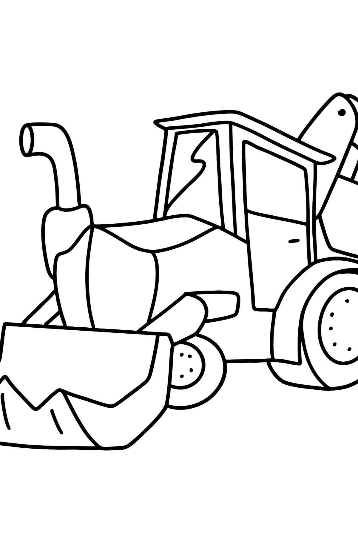 Tegning til fargelegging traktor med to skuffer - Tegninger til fargelegging for barn