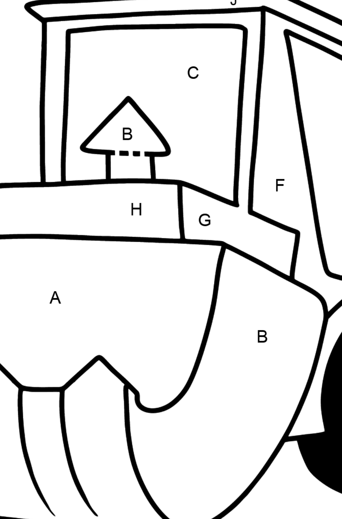Tractor with Bag coloring page - Coloring by Letters for Kids