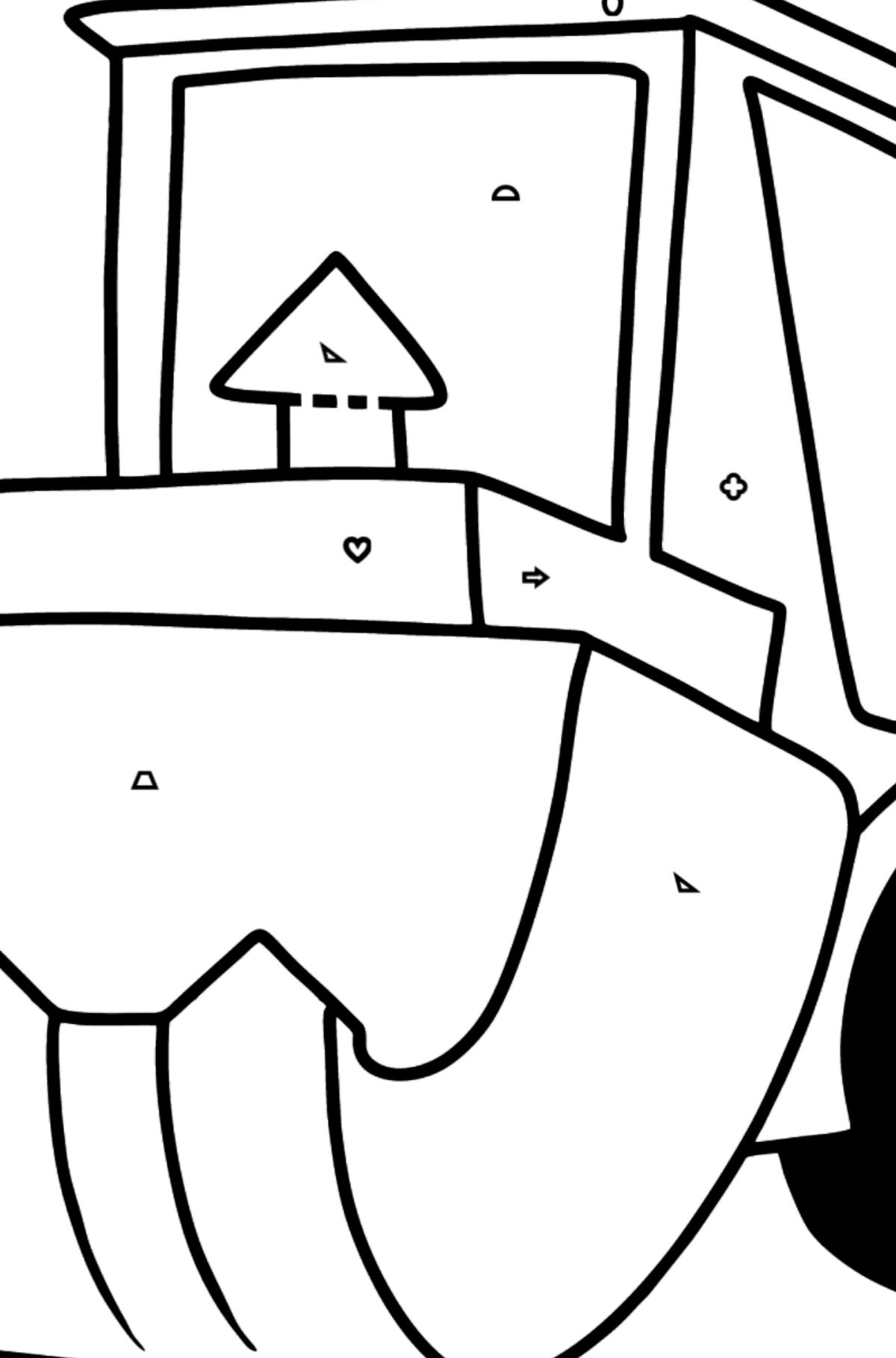 Tractor with Bag coloring page - Coloring by Geometric Shapes for Kids