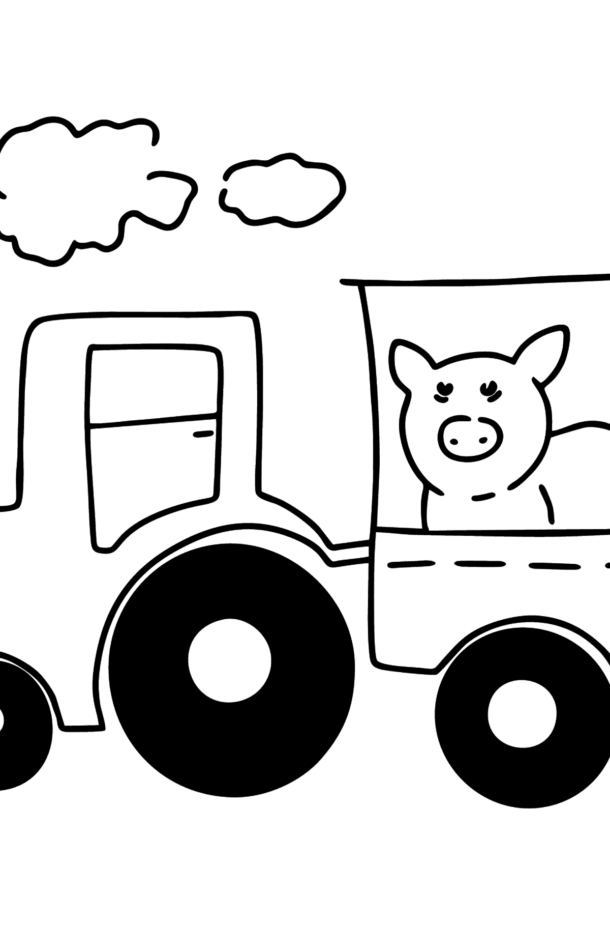 Desen de colorat tractor cu remorca - Desene de colorat pentru copii