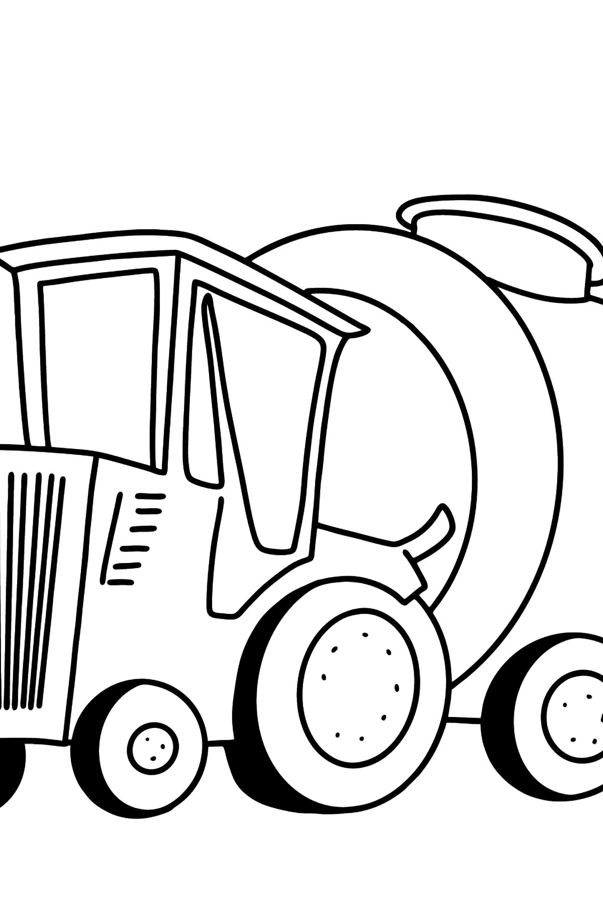 Kifestő traktor vízi pótkocsival - Színező oldalak gyerekeknek