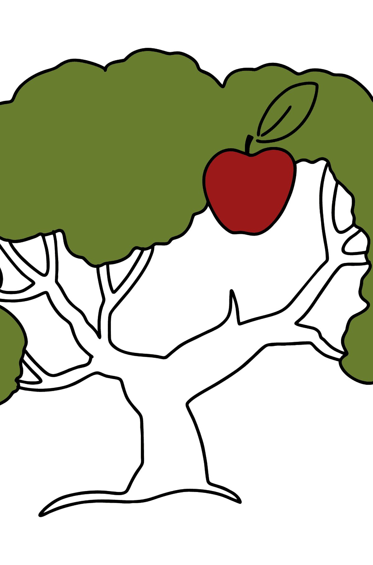 Apfelbaum zum Ausmalen - Malvorlagen für Kinder