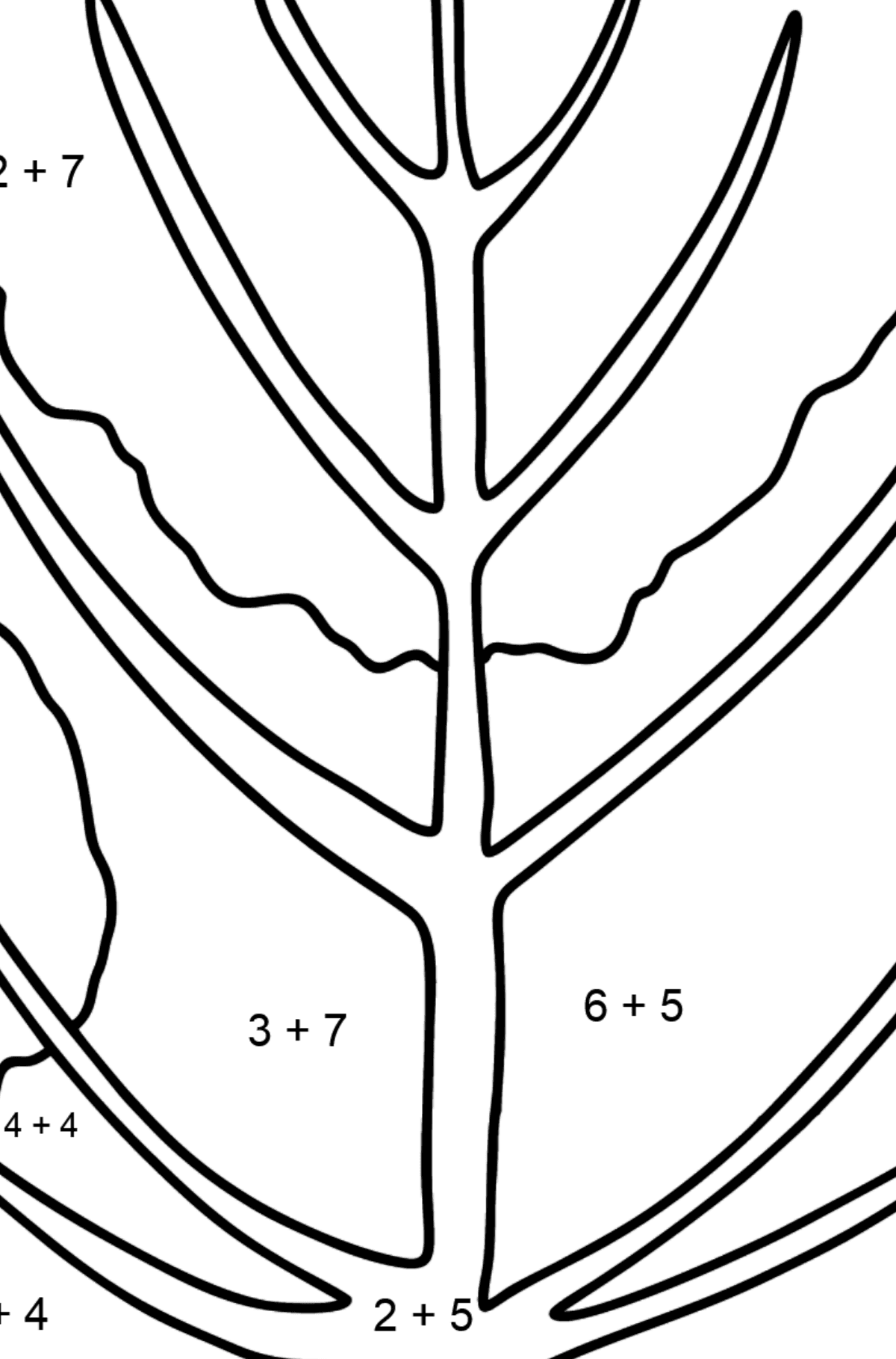 Aspen Leaf coloring page - Math Coloring - Addition for Kids