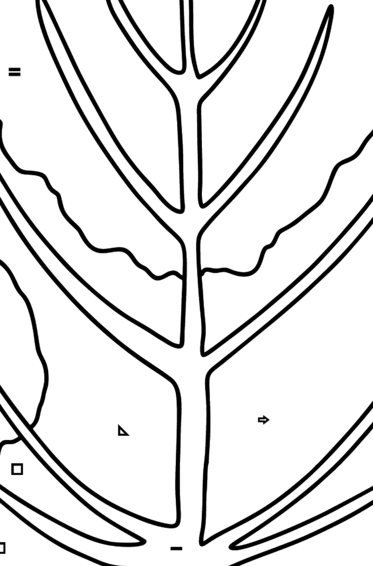 Desen de colorat frunza de aspen - Desen de colorat după Simbol și Forme Geometrice pentru copii