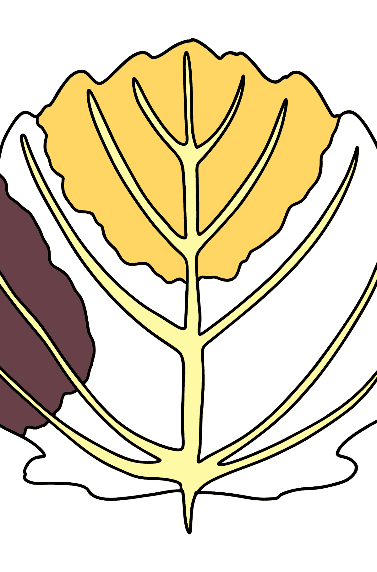 Desen de colorat frunza de aspen - Desene de colorat pentru copii