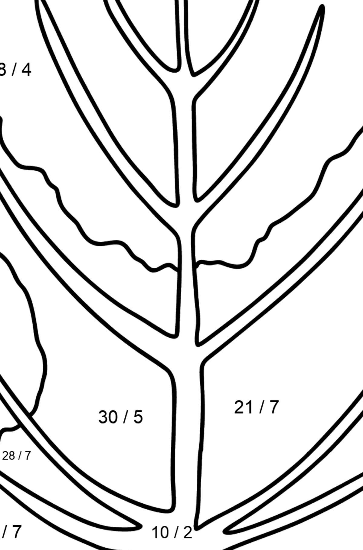 Aspen Leaf coloring page - Math Coloring - Division for Kids