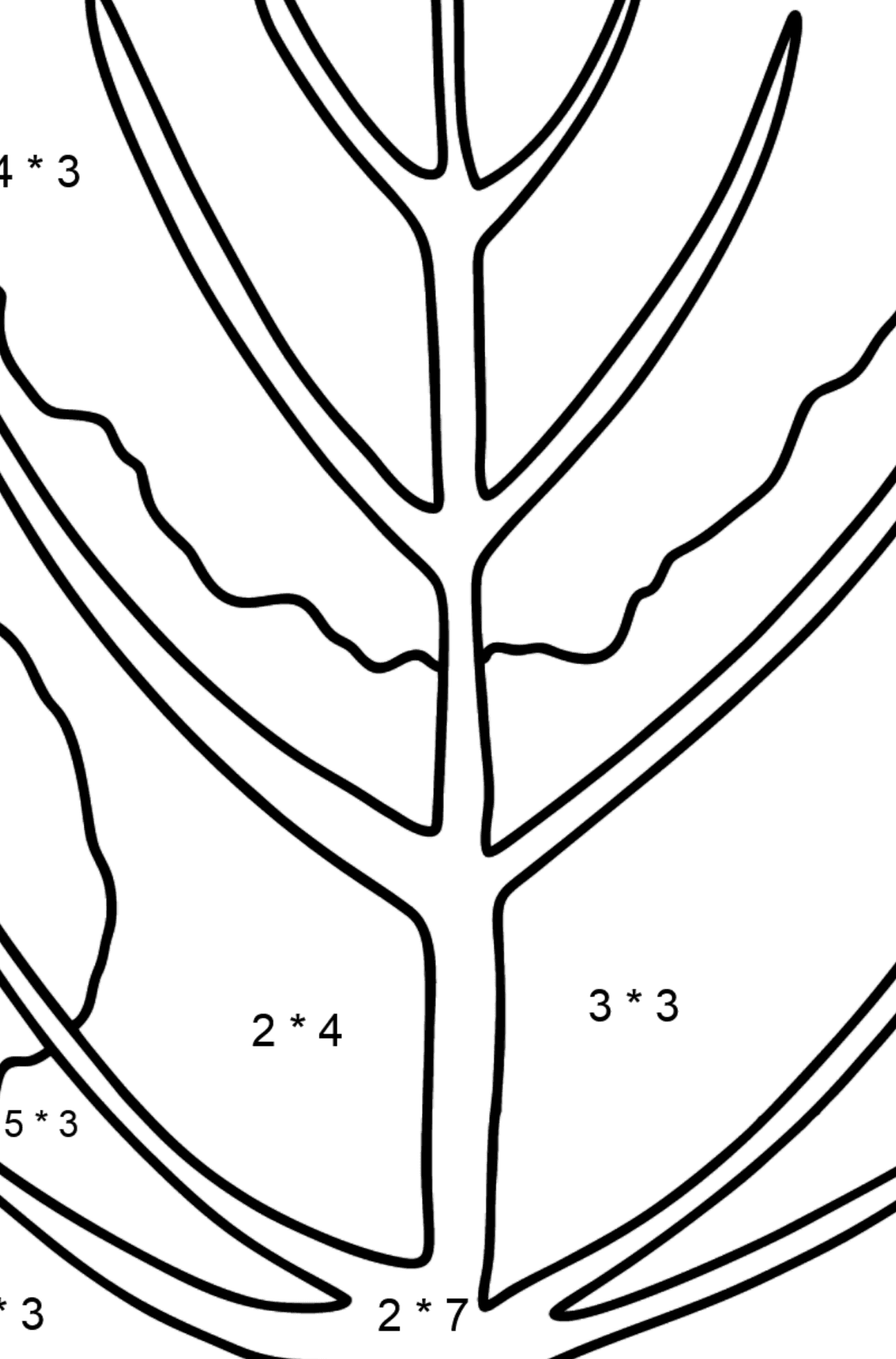 Aspen Leaf coloring page - Math Coloring - Multiplication for Kids