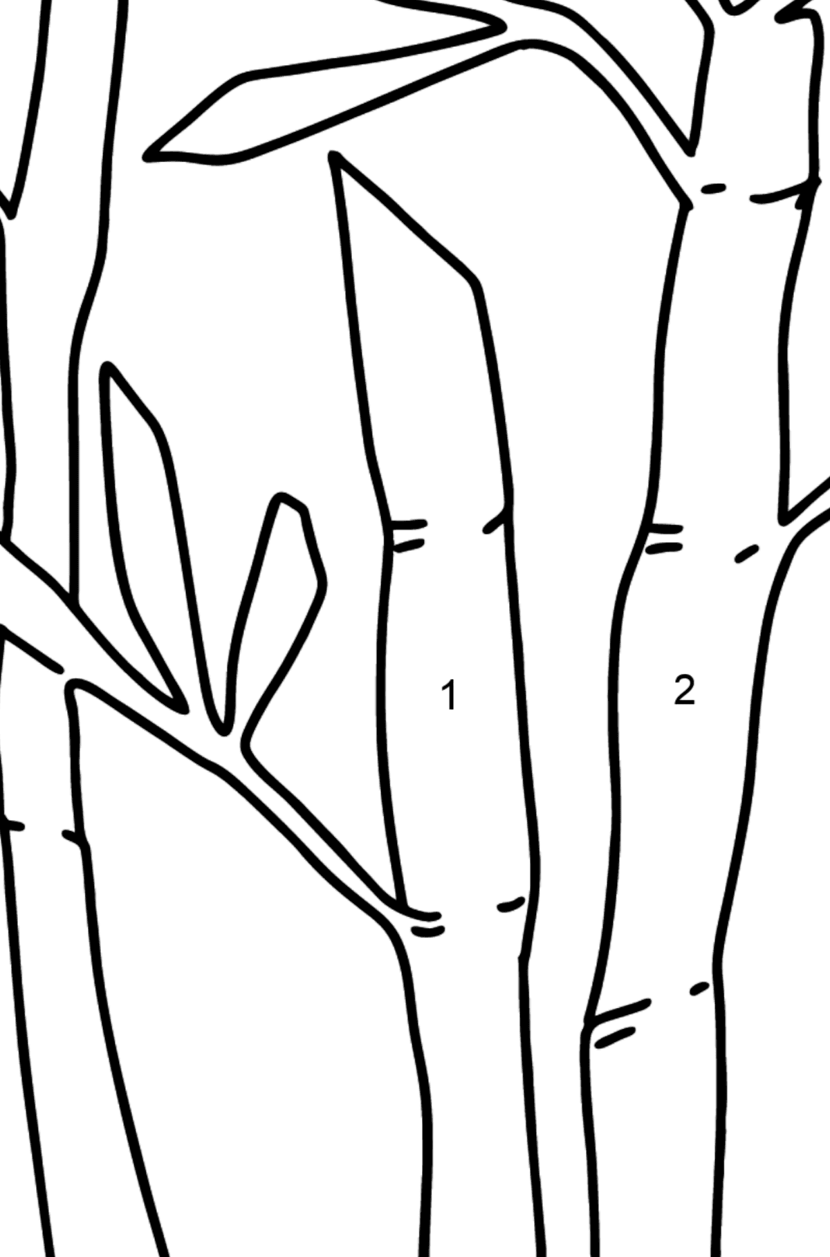Målarbild bambu enkelt - Färgläggning efter nummer För barn