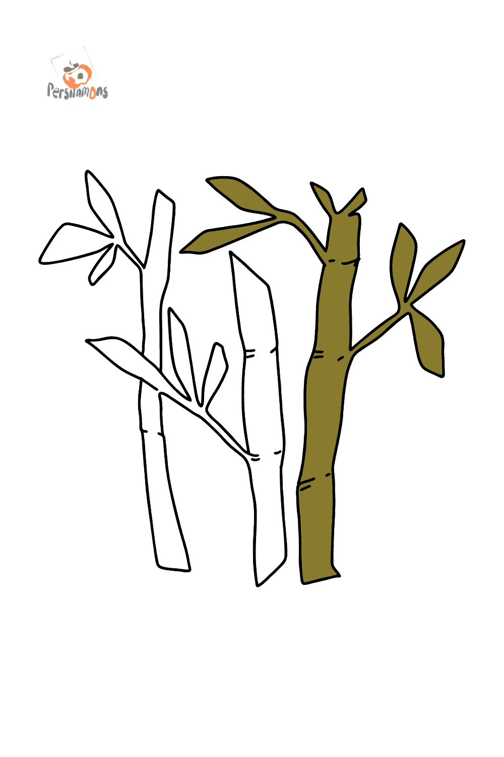 Bamboo coloring page simple - Bamboo Simple Coloring Page Painted Portrait 