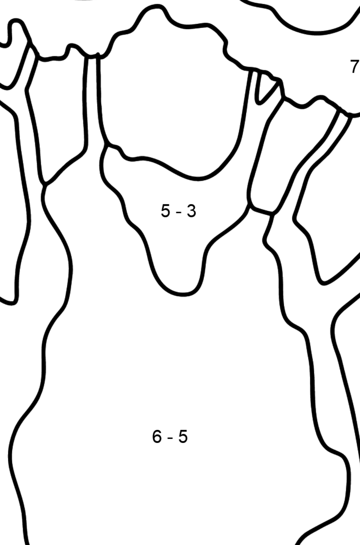 Baobab coloring page - Math Coloring - Subtraction for Kids
