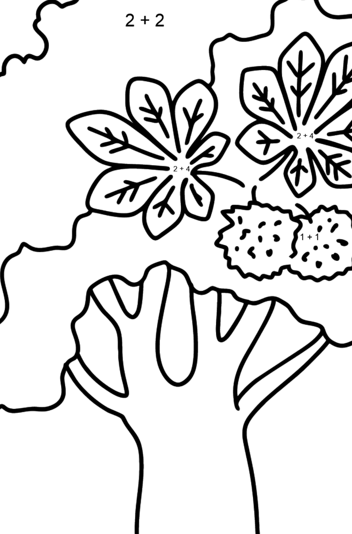 Chestnut coloring page - Math Coloring - Addition for Kids