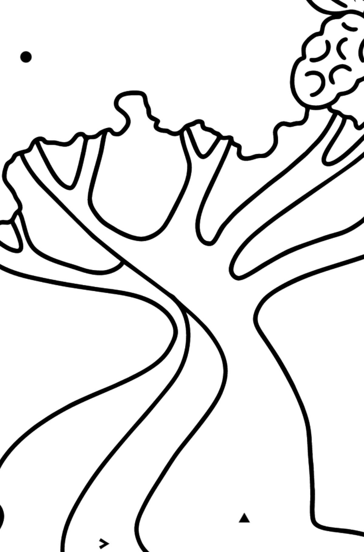 Dibujo de Árbol de algodón para colorear - Colorear por Símbolos para Niños