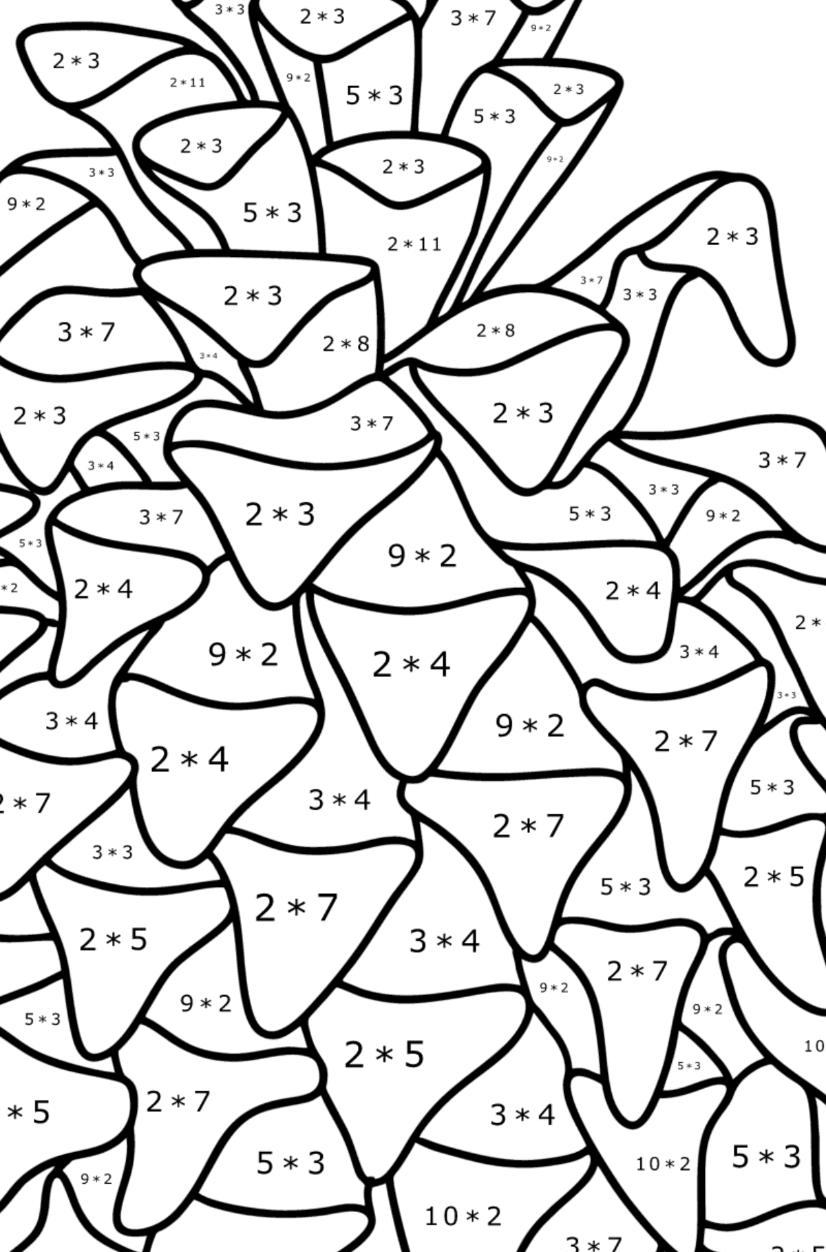 Ausmalbild Pigna Cultera - Mathe Ausmalbilder - Multiplikation für Kinder