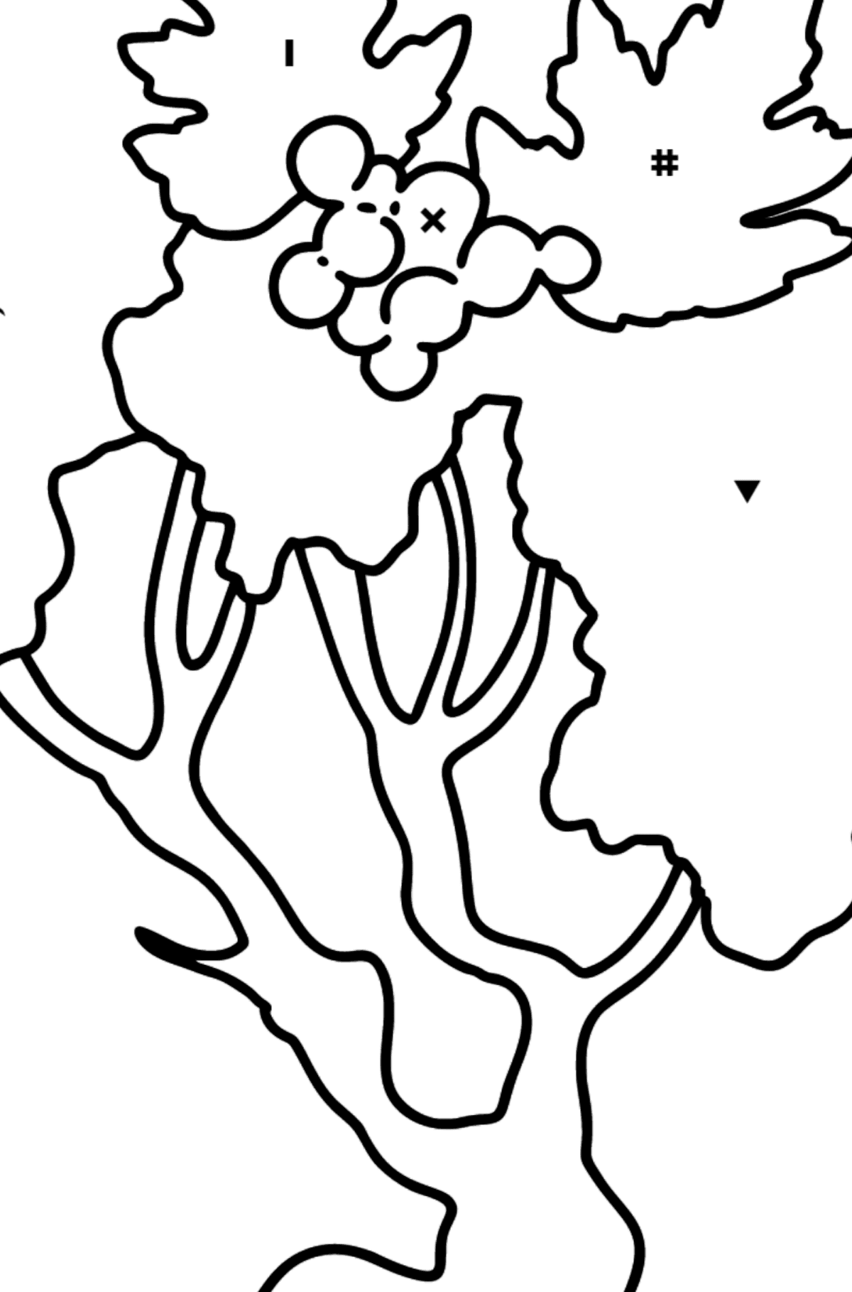 Hawthorn coloring page - Coloring by Symbols for Kids