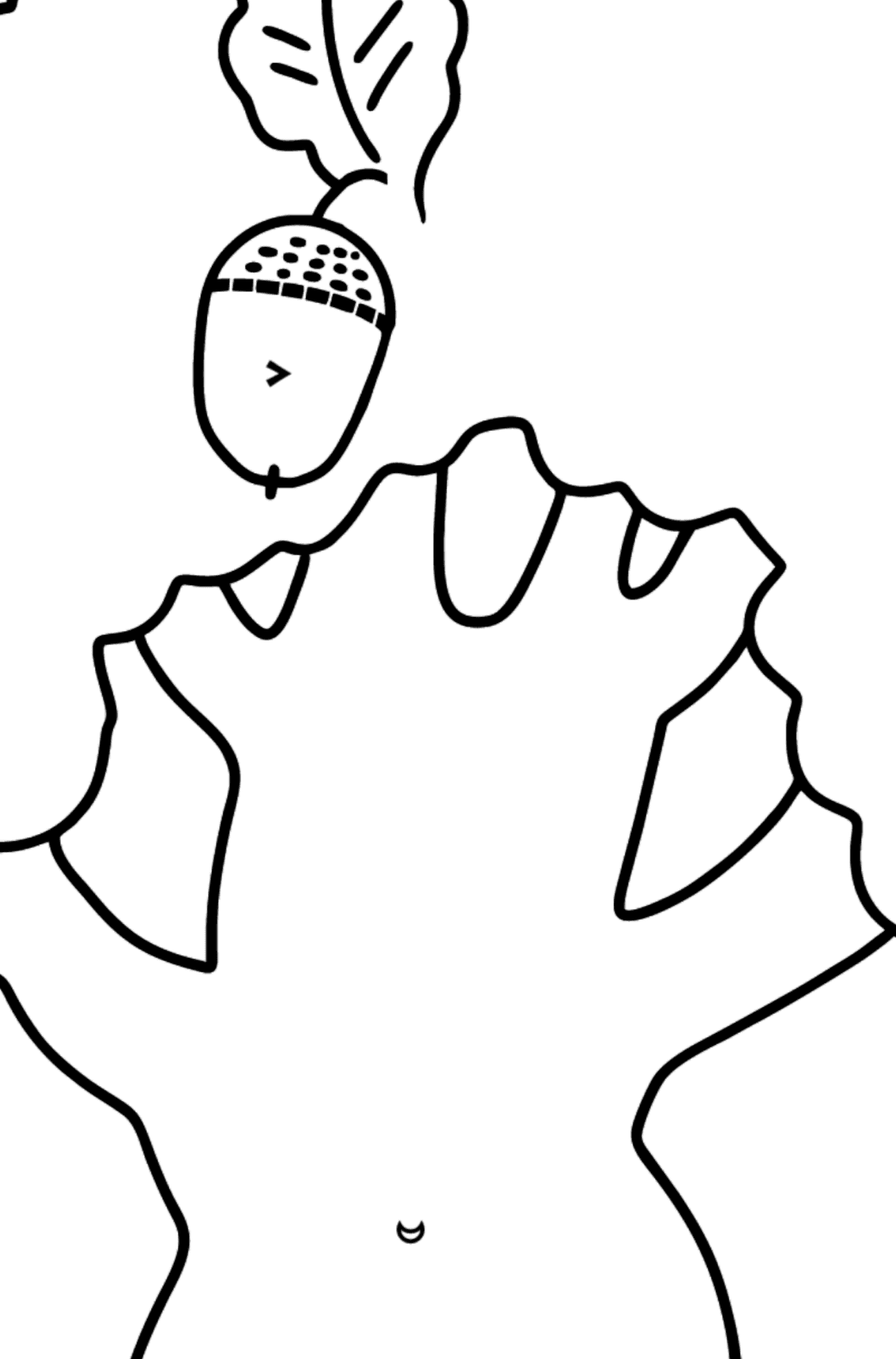 Oak coloring page - Simple  - Coloring by Symbols for Kids