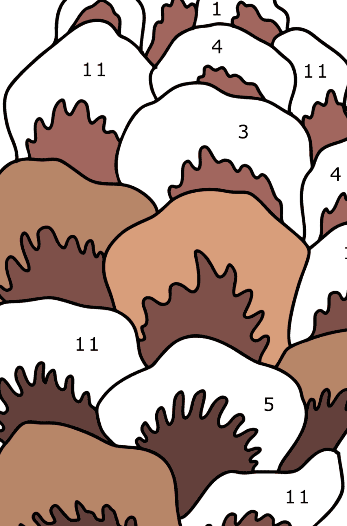 Раскраска Шишка сизой ели - По Номерам для Детей