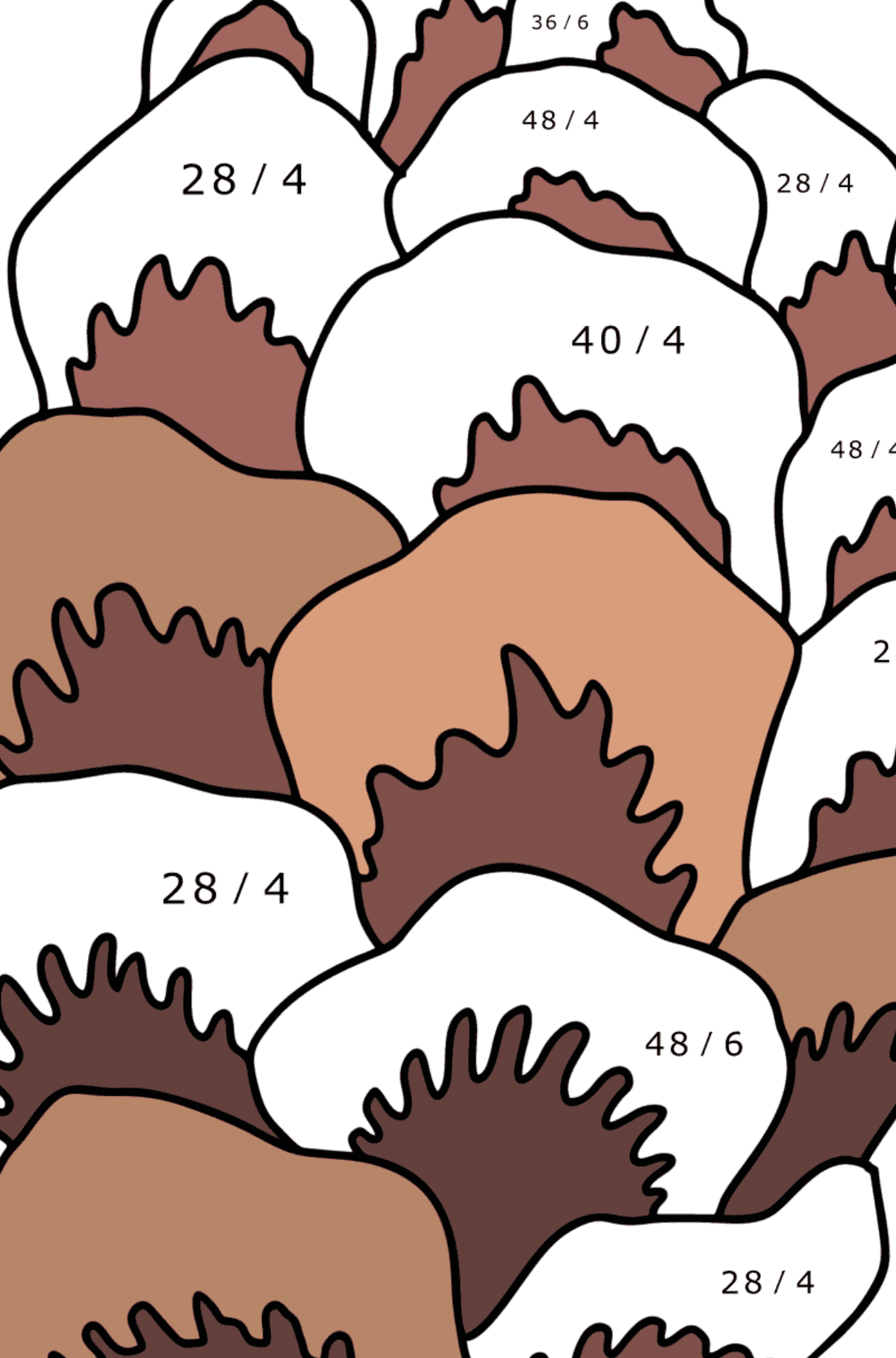 Blue Fir Pine Cone coloring page - Math Coloring - Division for Kids