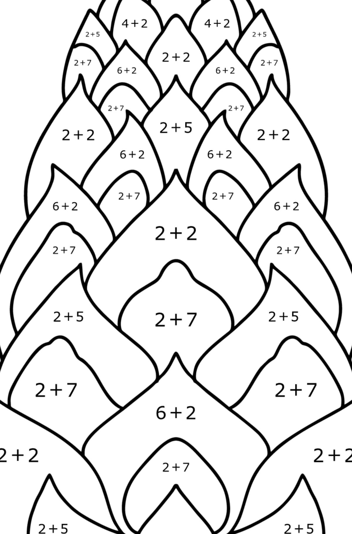 Pinecone from Lambert coloring page - Math Coloring - Addition for Kids