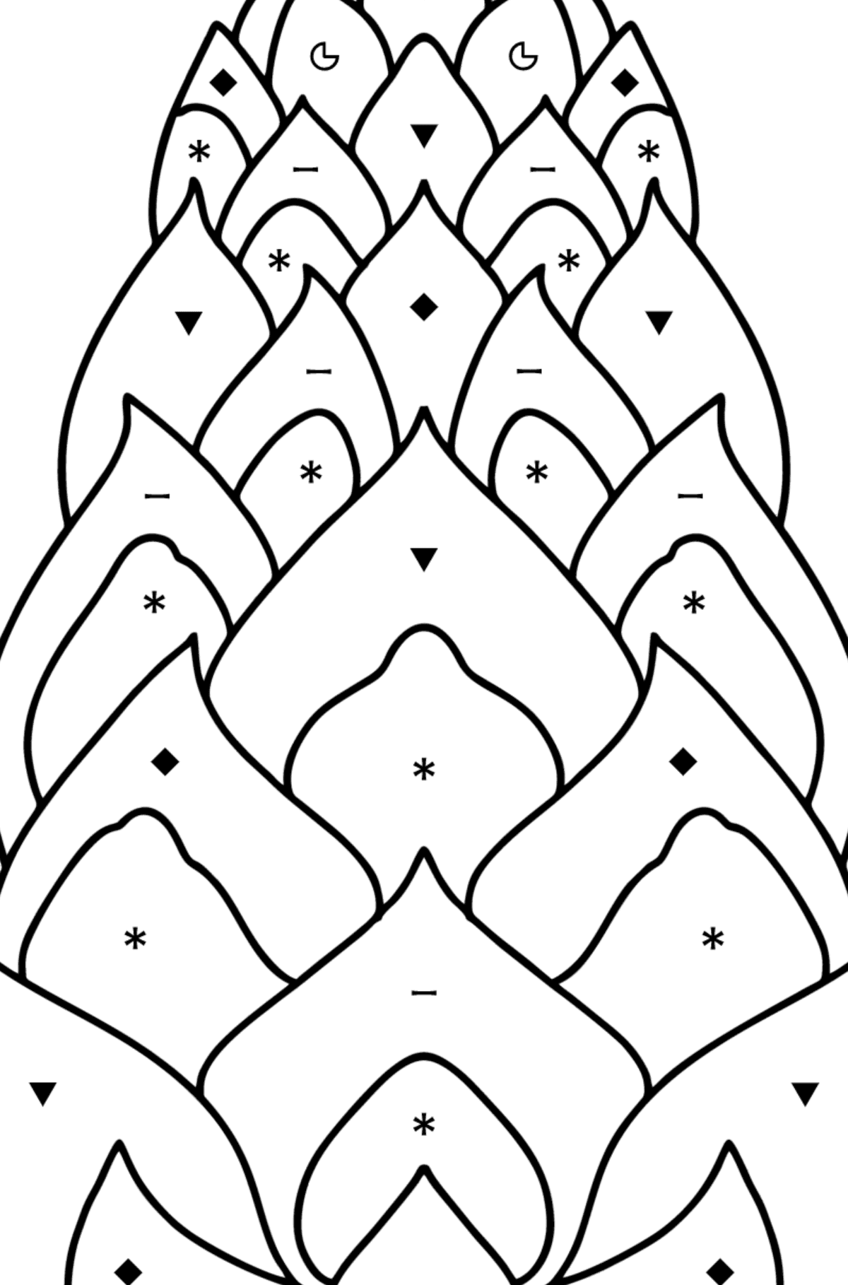 Pinecone from Lambert coloring page - Coloring by Symbols and Geometric Shapes for Kids