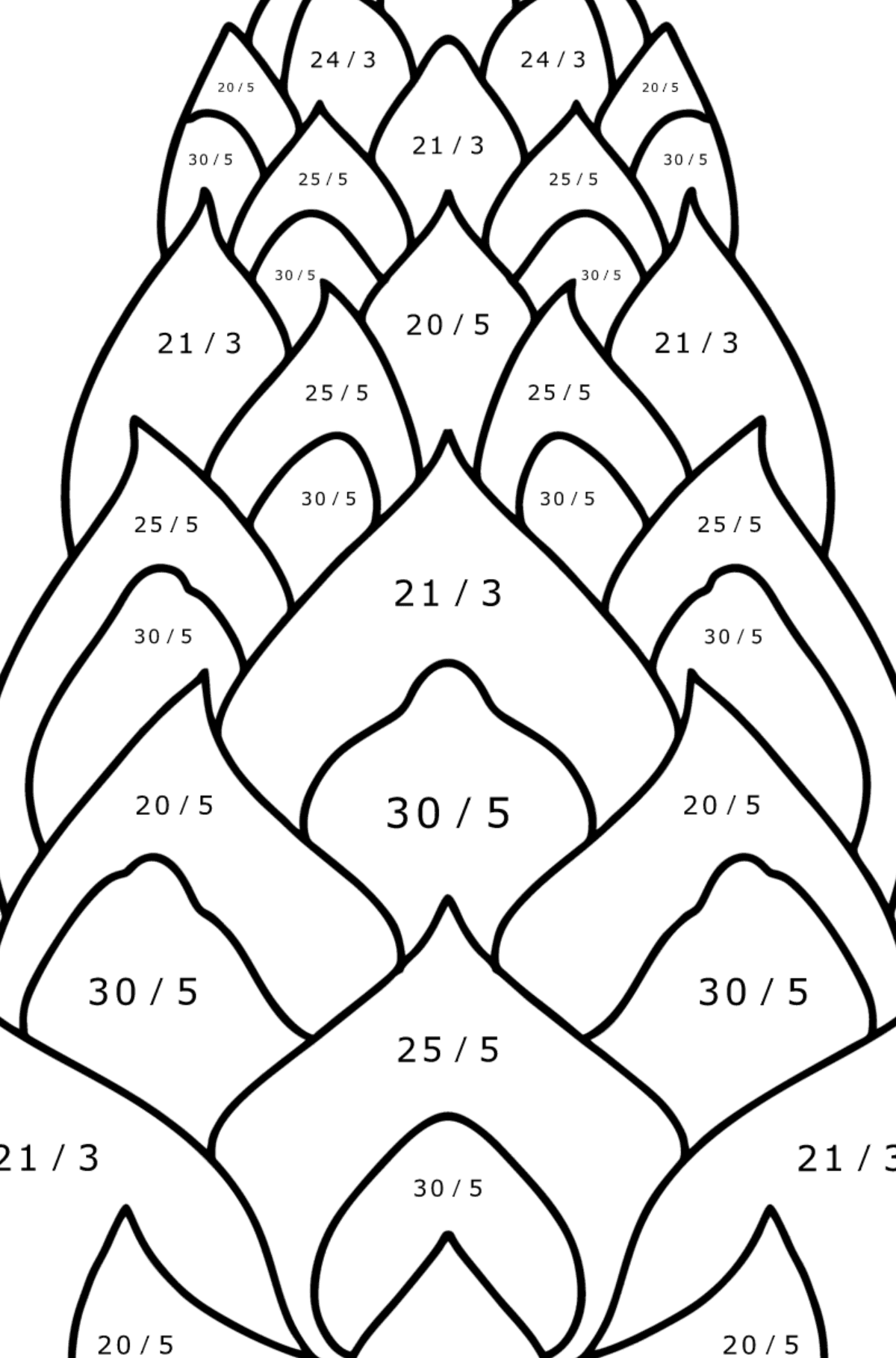 Pinecone from Lambert coloring page - Math Coloring - Division for Kids