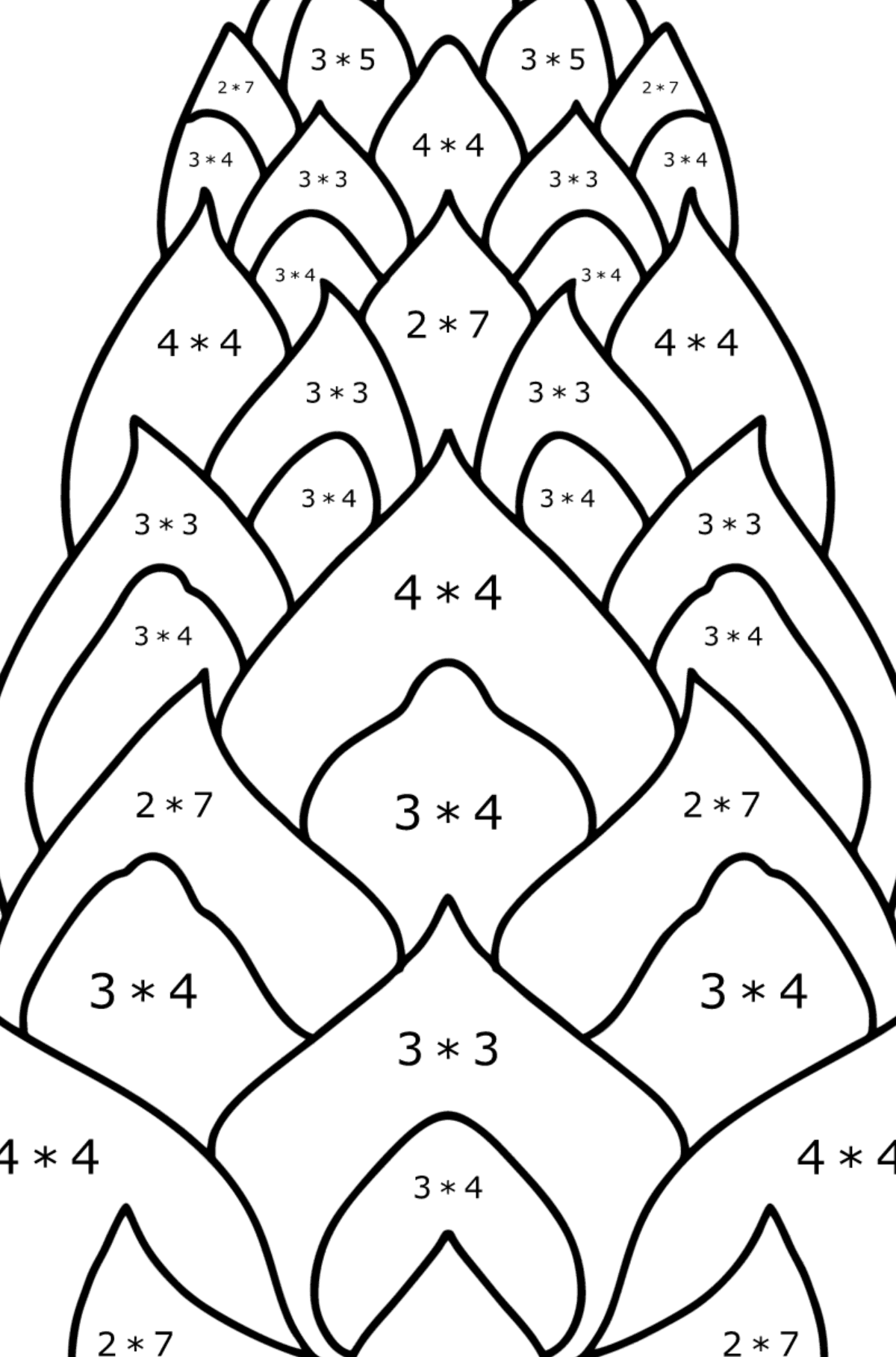 Pinecone from Lambert coloring page - Math Coloring - Multiplication for Kids