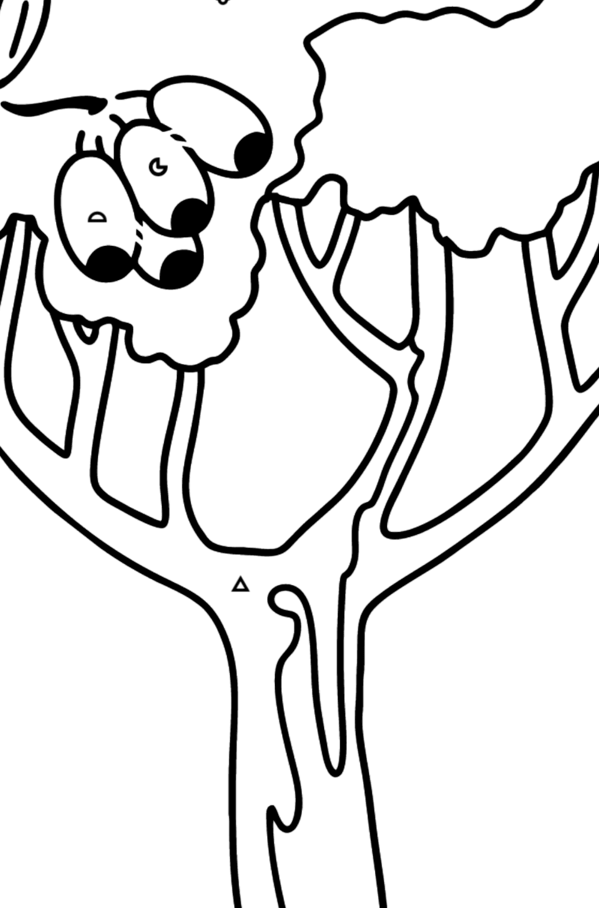 Mewarnai gambar pohon karet - Corimbia - Pewarnaan mengikuti Simbol dan Bentuk Geometri untuk anak-anak