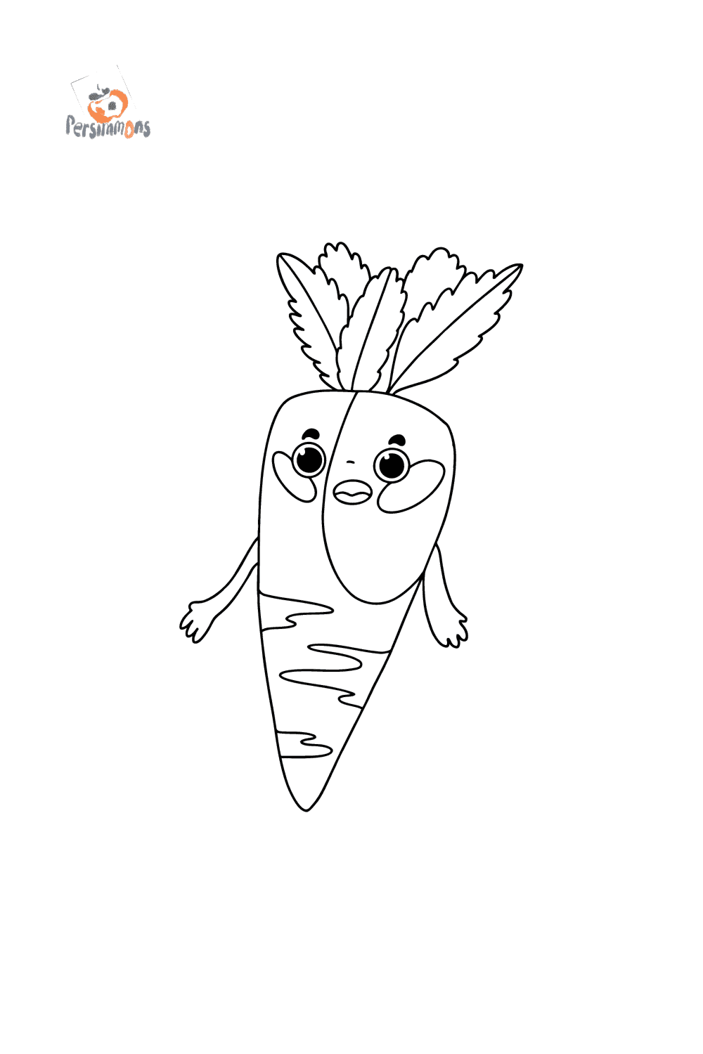 Coloriage carottes aux yeux pour les enfants en ligne ou imprimer
