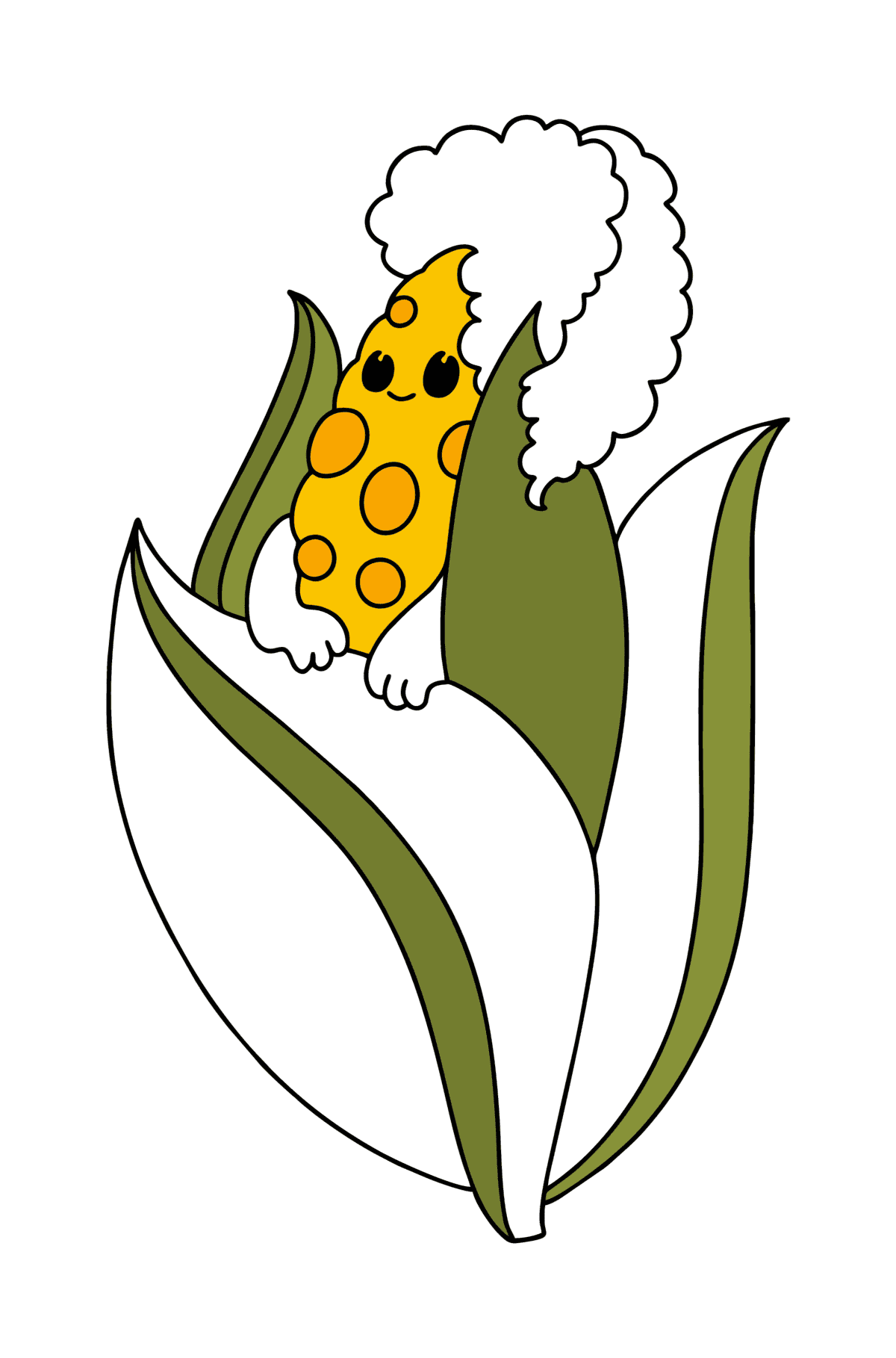 Раскраска Мультяшная кукуруза - Картинки для Детей