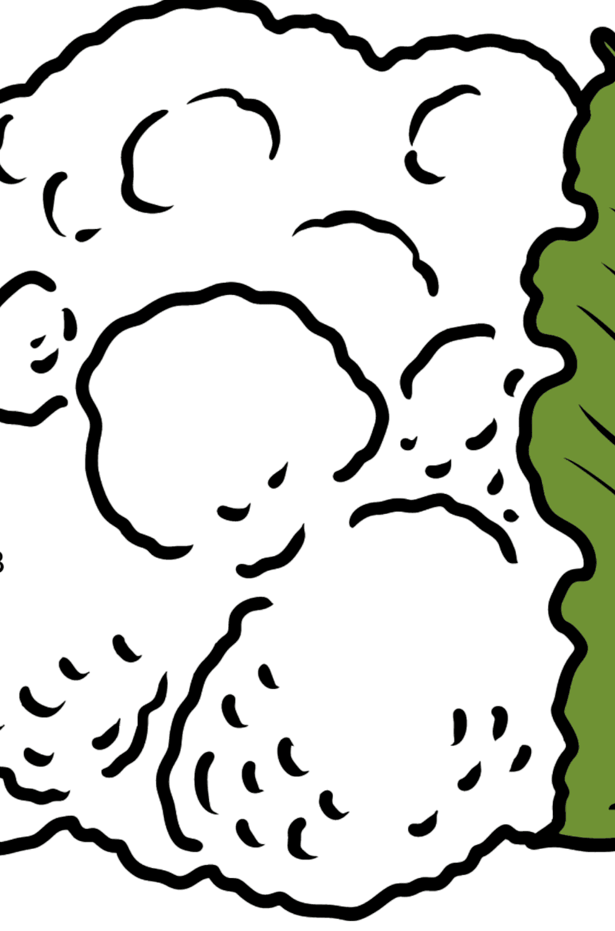 Blumenkohl Malvorlagen - Ausmalen nach Buchstaben für Kinder