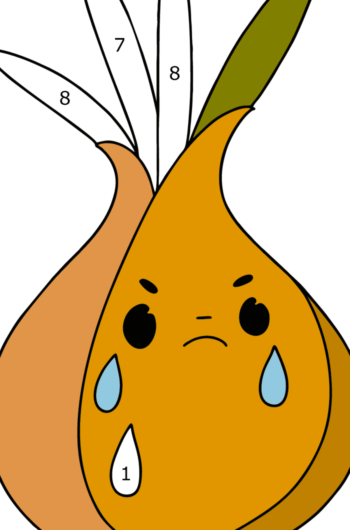 Dibujo Cebolla con ojos para colorear - Colorear por Números para Niños